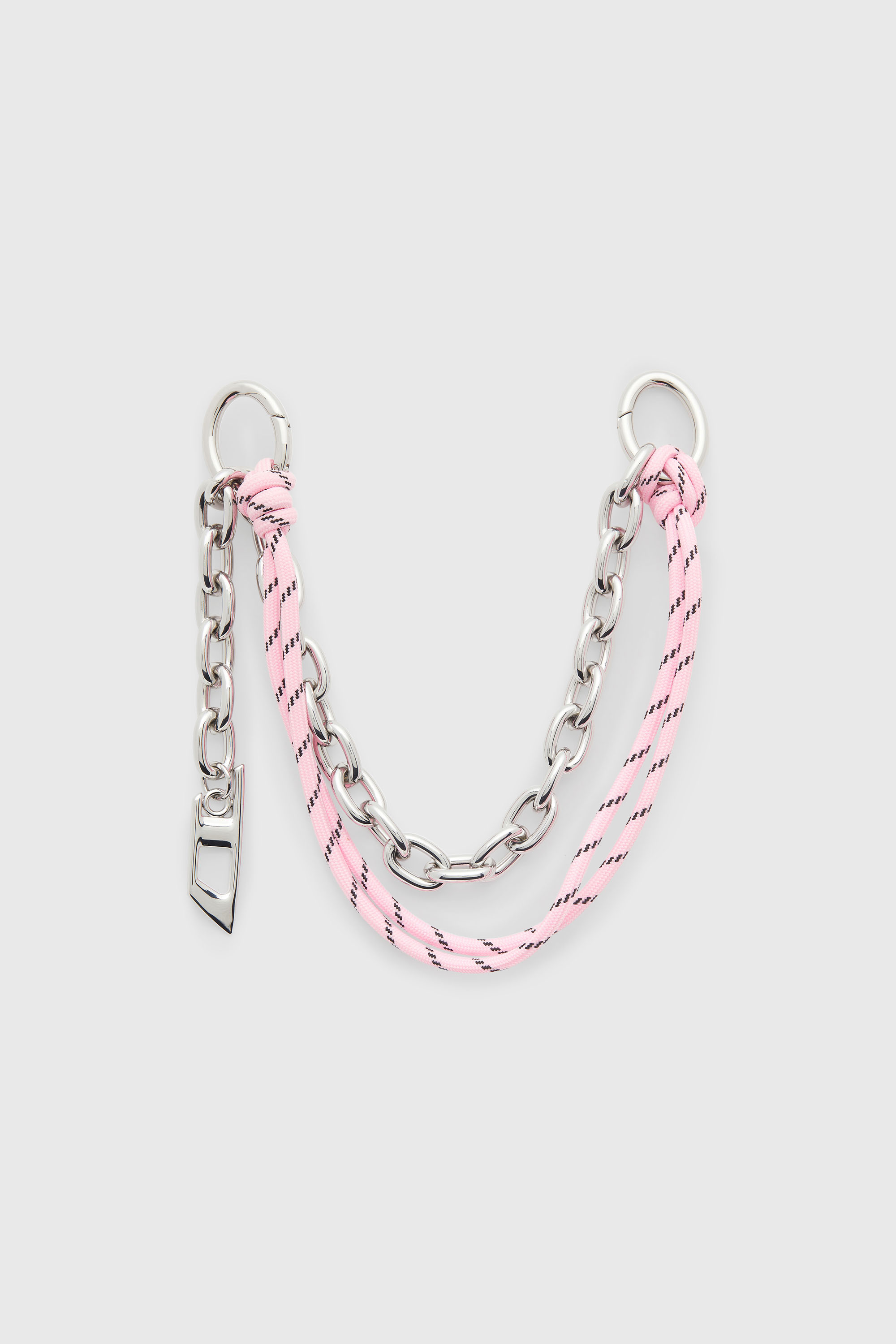 Diesel - CHAIN-D M, Damen Metallanh&auml;nger mit Ketten- und Seildetail in Silber/Rosa - 1
