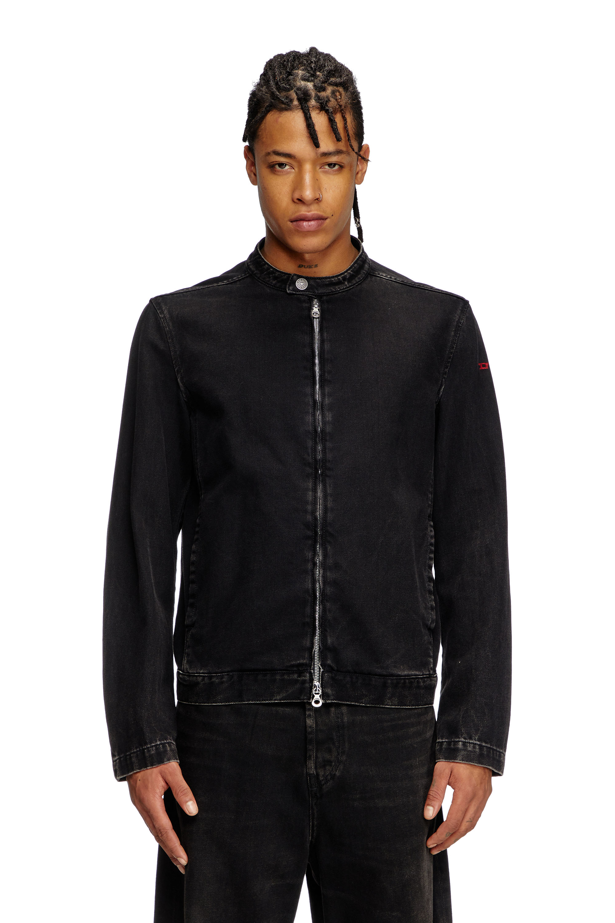 Diesel - D-GLORY, Herren Moto-Jacke aus Denim in cleaner Waschung in Schwarz - 3