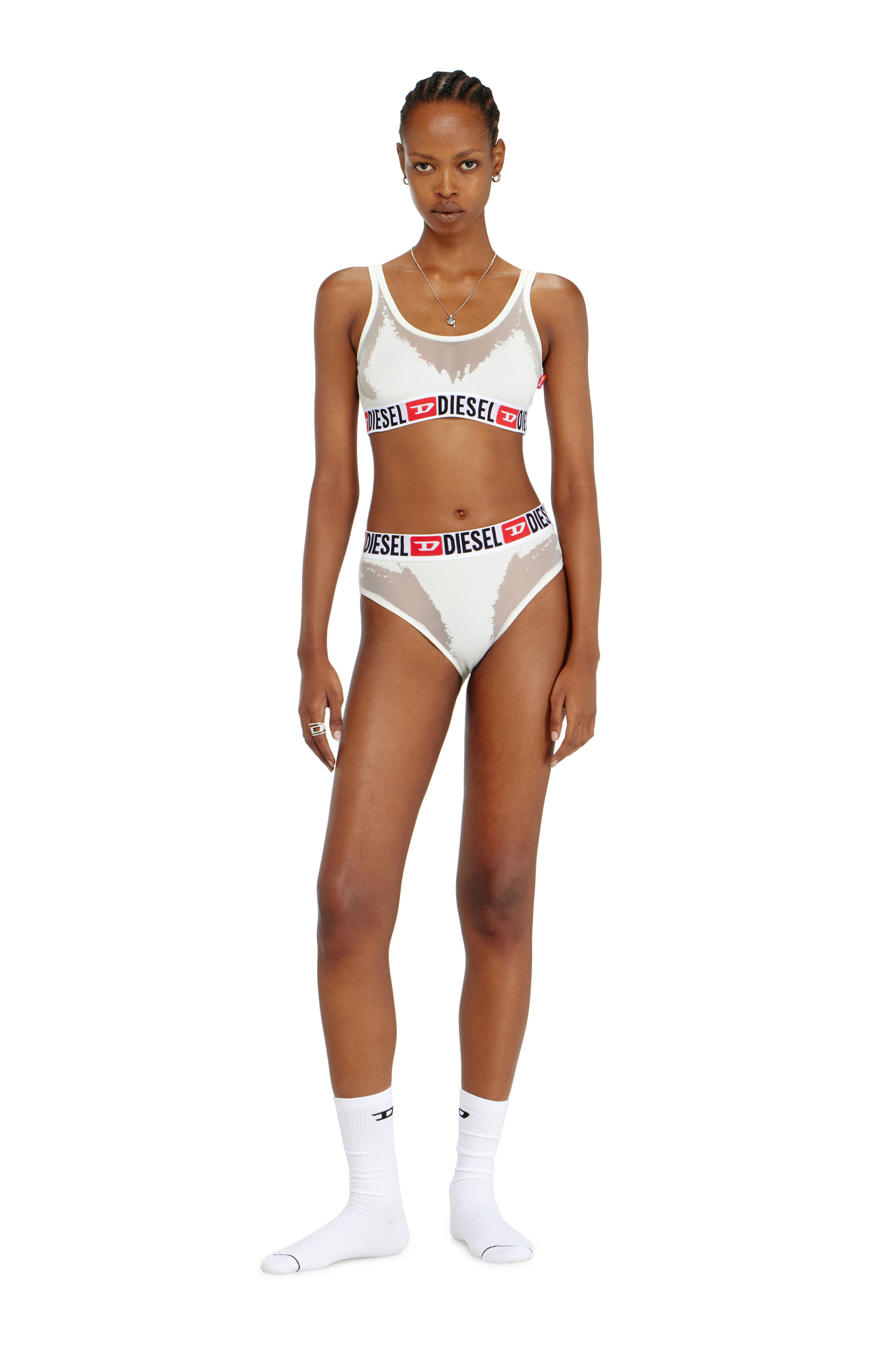 Diesel - PR-ORIBA-D-CORE, Damen Bralette mit transparentem Devor&eacute;-Effekt in Wei&szlig; - 2