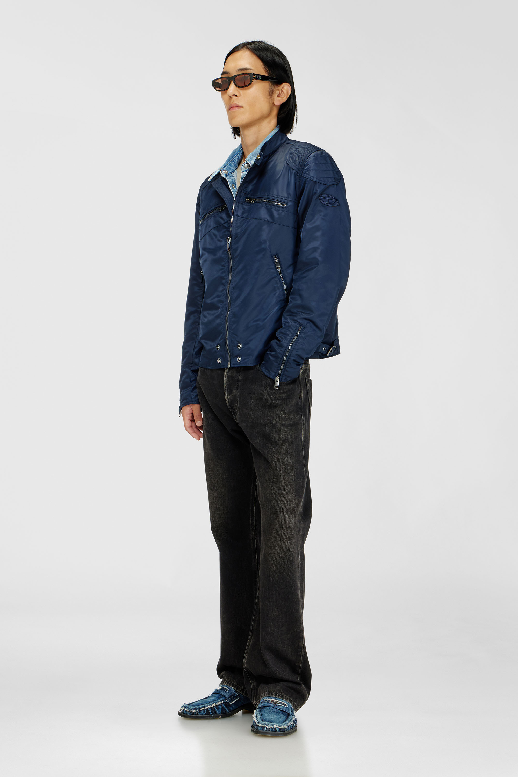 Diesel - J-GLORY-T92, Herren Nylonjacke mit gesteppten Schultern und Rei&szlig;verschlusstaschen in Blau - 1