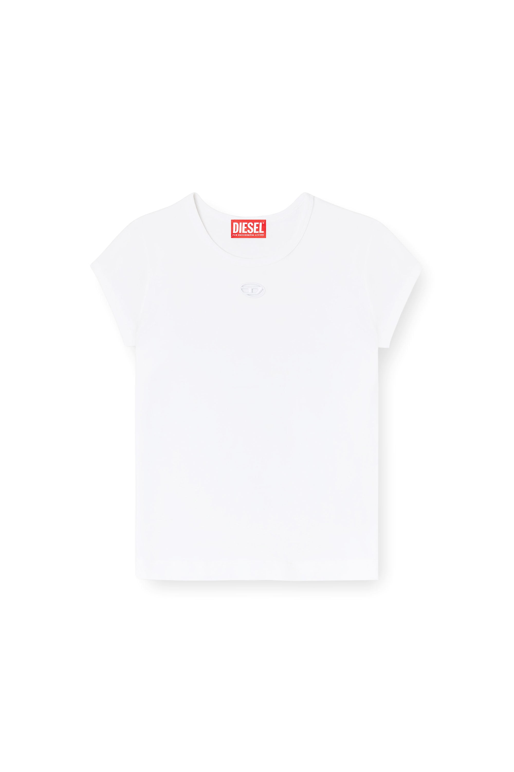 Diesel - T-ANGIE-OD, Damen T-Shirt mit ausgeschnittenem, besticktem Logo in Wei&szlig; - 3