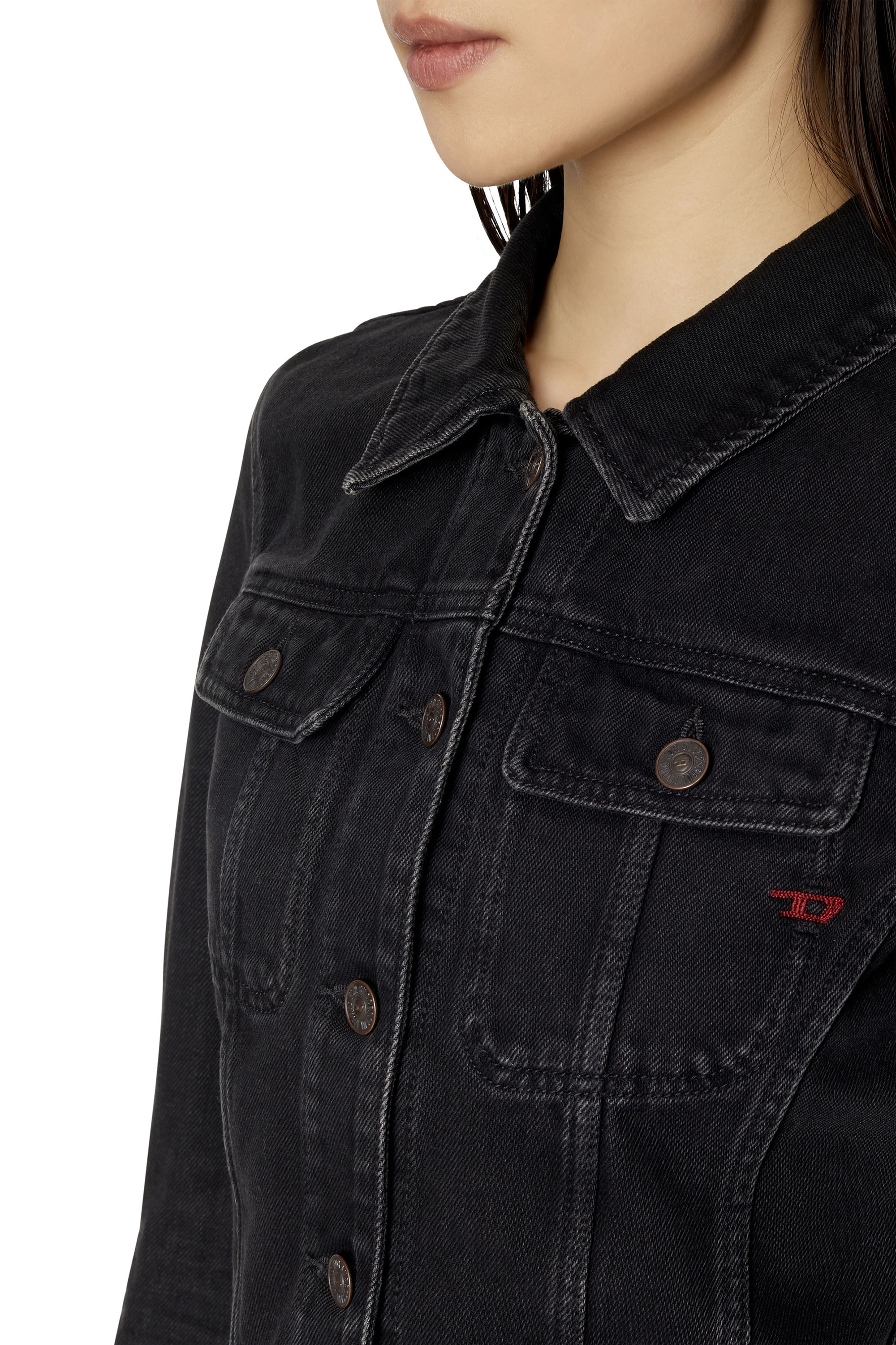Diesel - DE-SLIMMY TRUCKER JACKET, Schwarz/Dunkelgrau - Image 5
