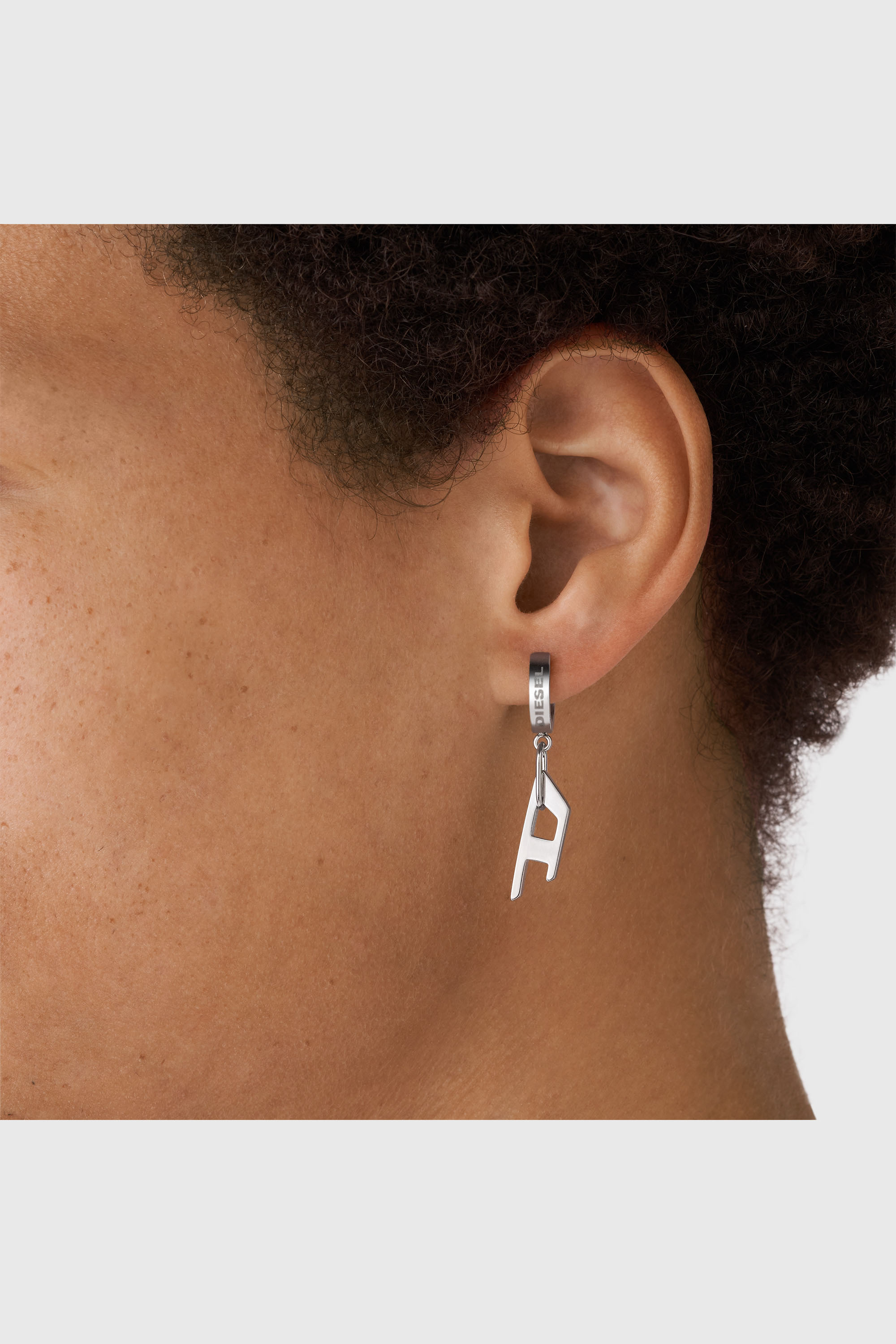 Diesel - DX1336, Unisex's Stainless steel single hoop earring in Silver - 3