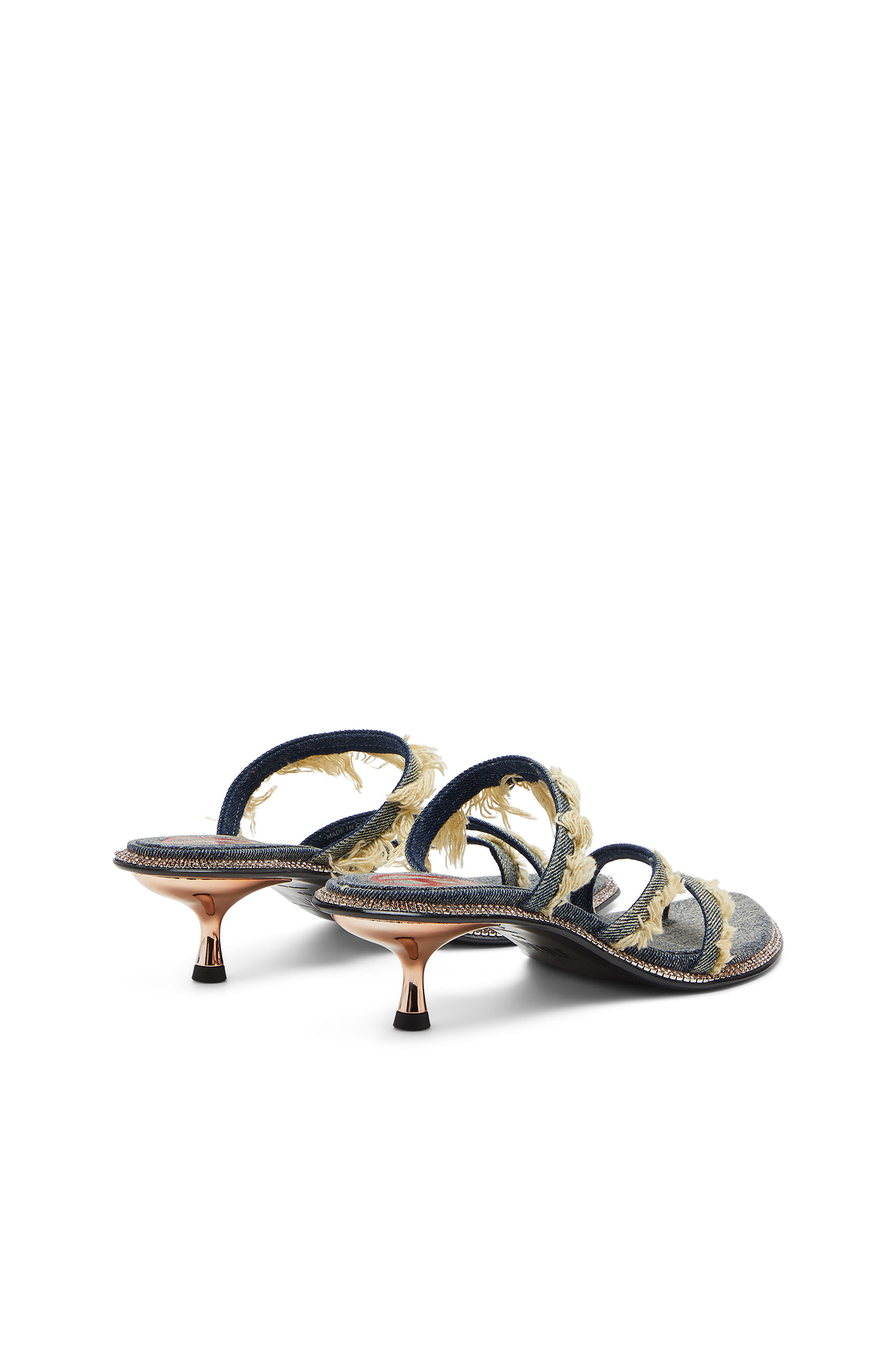 Diesel - D-HAVANNA KITTIE, Damen D-Havanna Kittie-Ausgefranste Pantoletten aus Denim mit Kristallen in Blau - 3