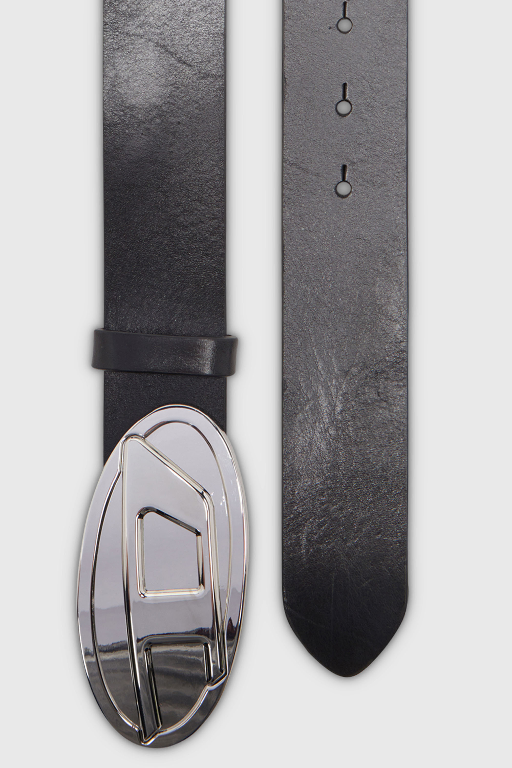 Diesel - B-1DR 2.0, Damen 4 cm breiter G&uuml;rtel aus Leder mit Oval D-Plakette in Schwarz - 2