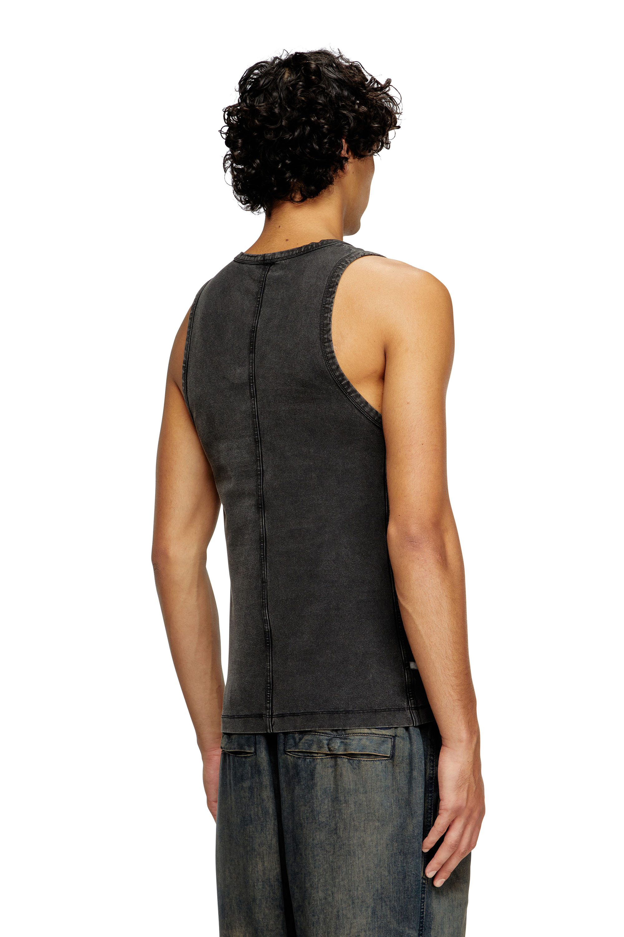 Diesel - T-MELY-SL, Herren Tanktop aus Jersey in Denim-Optik in Schwarz - 4