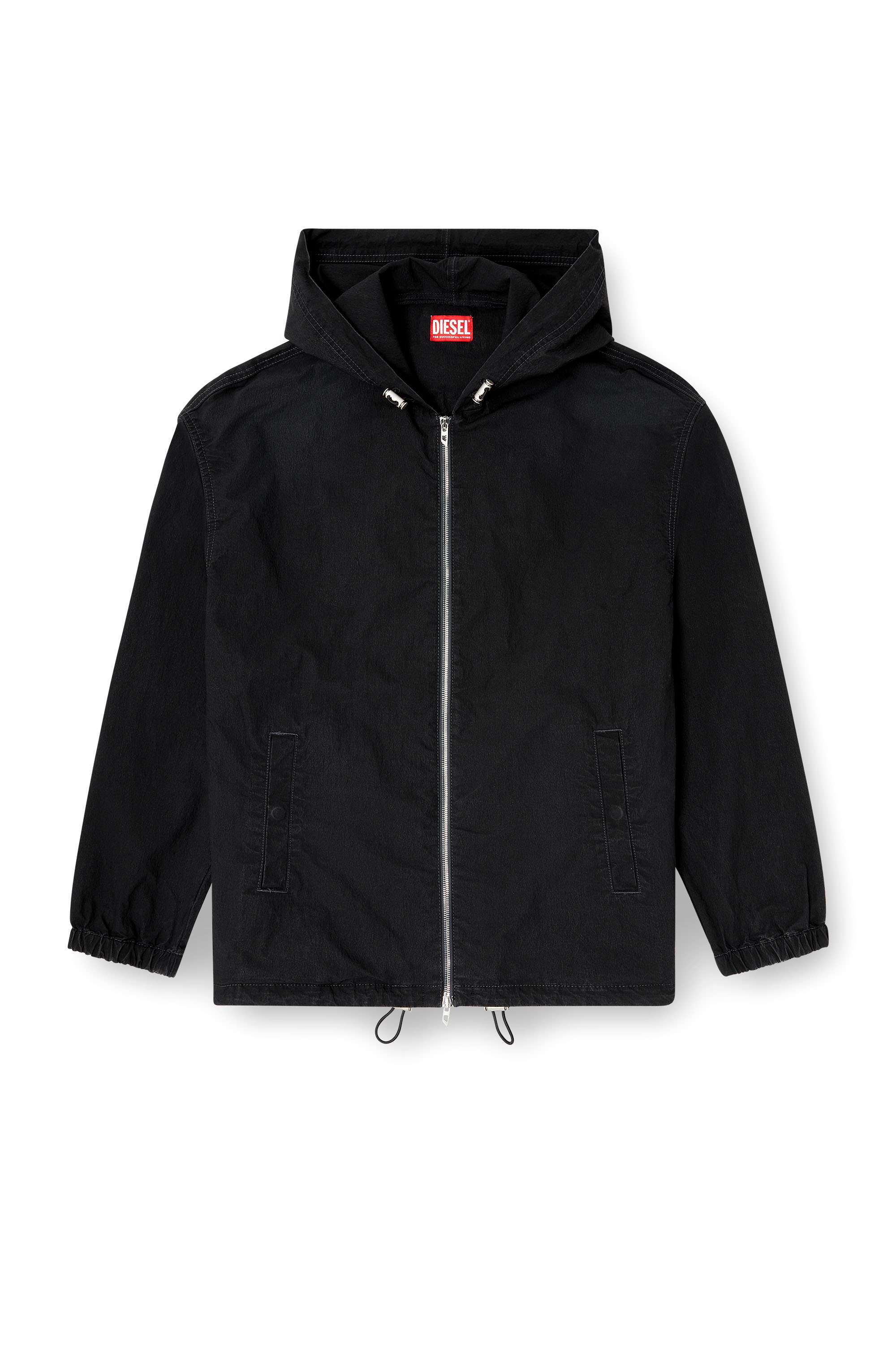 Diesel - D-WYNNY JOGG, Herren Technische Jacke aus JoggJeans mit Kapuze in Schwarz/Dunkelgrau - 3