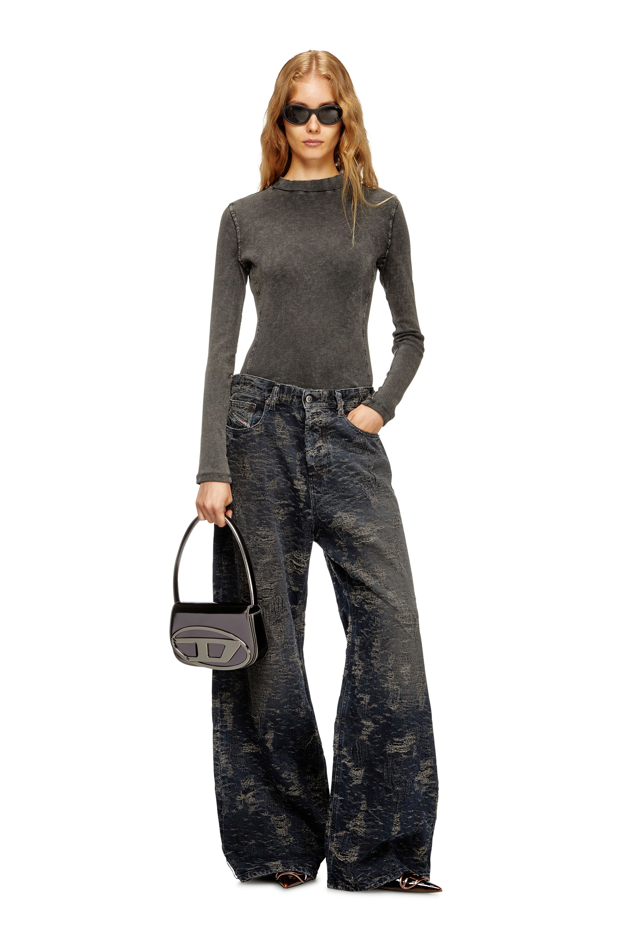 Diesel - 1DR, Damen 1DR-Ikonische Schultertasche aus Spiegel-Leder in Grau - 6