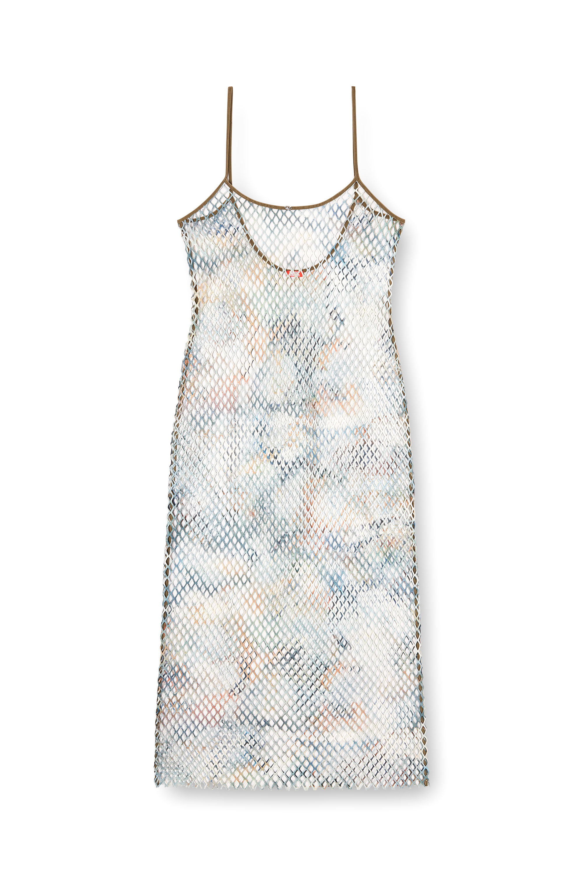 Diesel - GAYA-UTLT, Woman's Long mesh dress with all-over camo print in Grey/White - 4