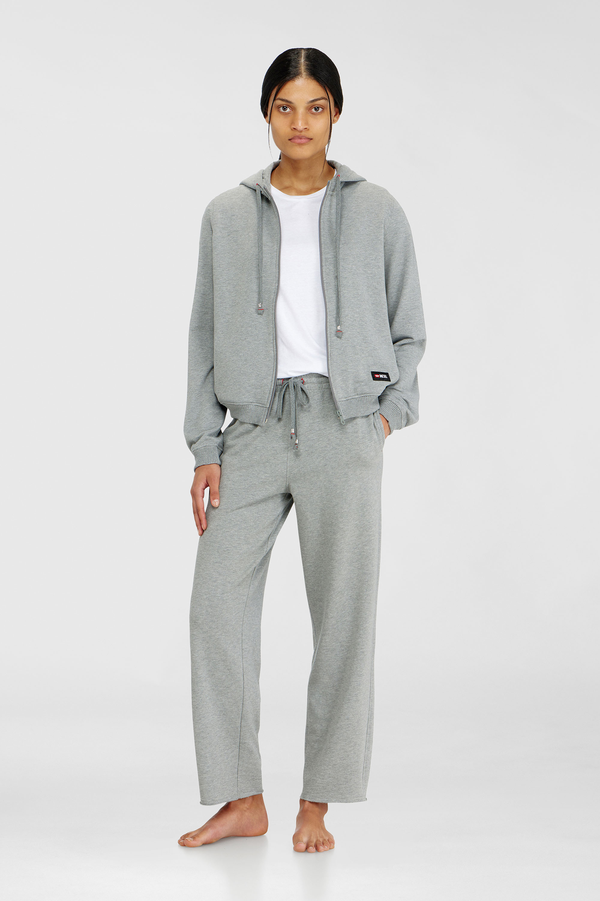 Diesel - INDRA-D-CORE, Damen Aufgeraute Sweathose mit offenen S&auml;umen in Grau - 1