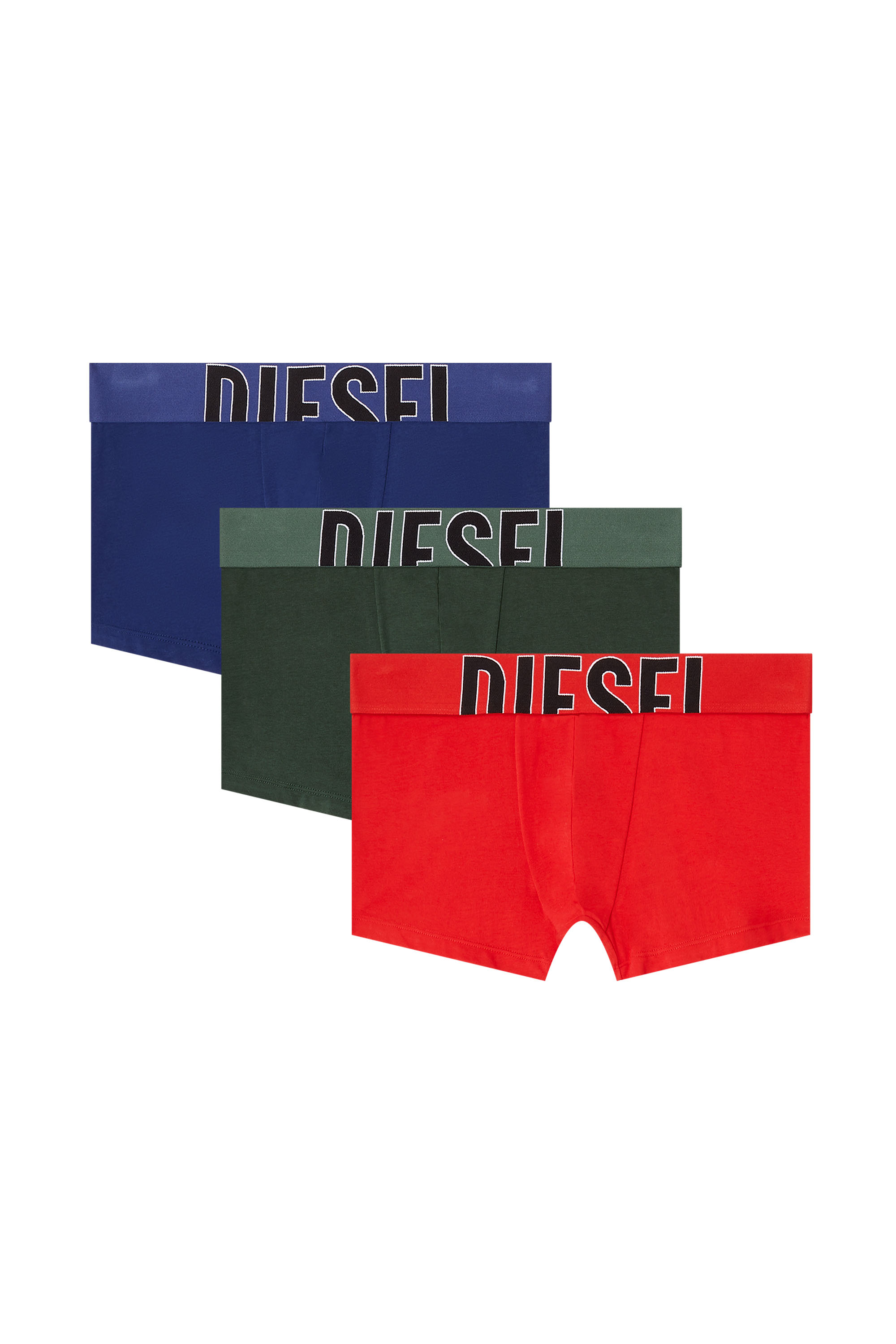Diesel - DAMIEN-D-POP-3PACK-55, Herren Dreierpack Boxershorts aus Stretch-Baumwolle mit ausgeschnittenem Logo in Grün - 1