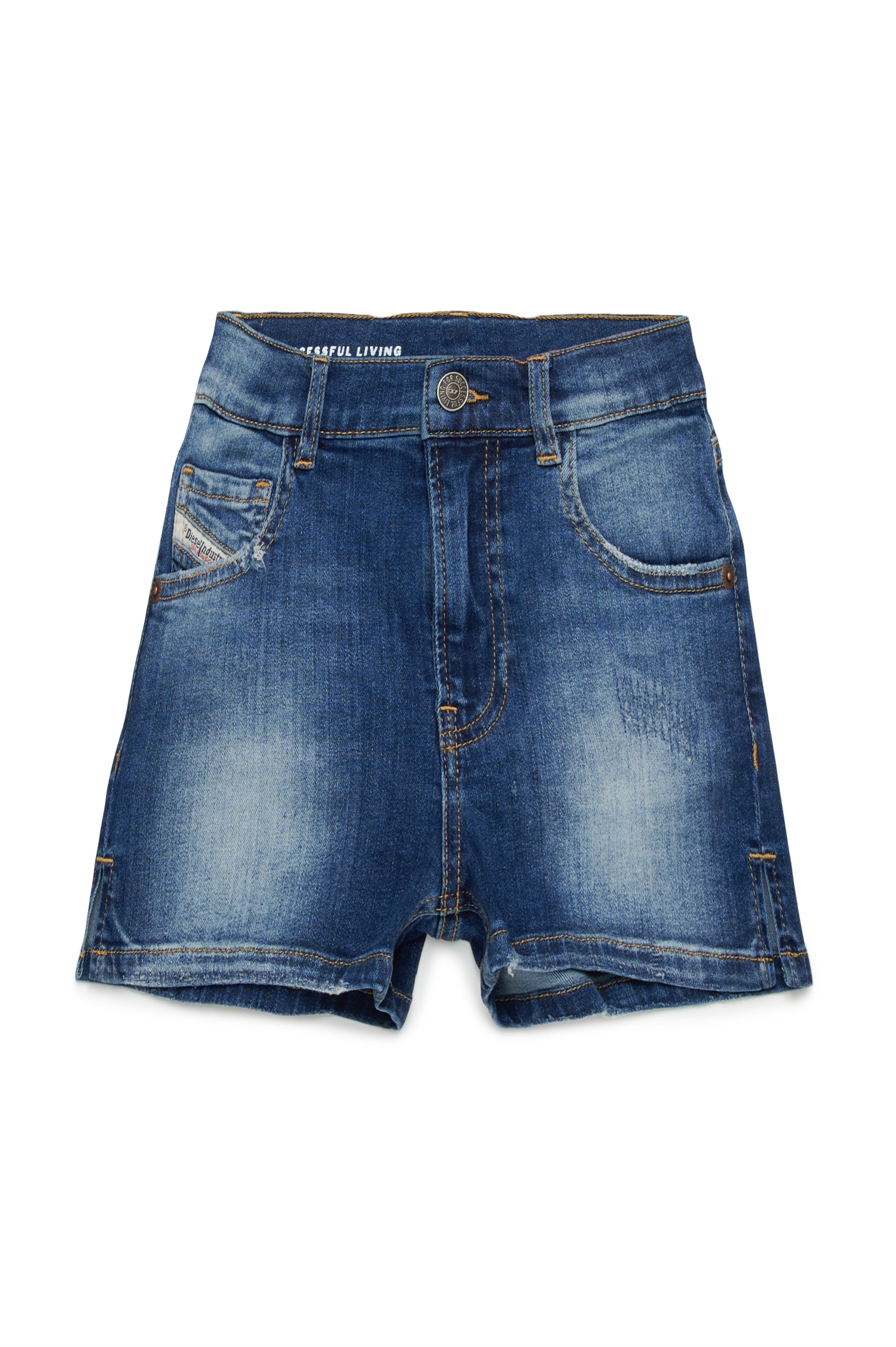 Diesel - PBOYSHORT-S, Damen Shorts aus Rip&Repair-Denim in Dunkelblau - 1