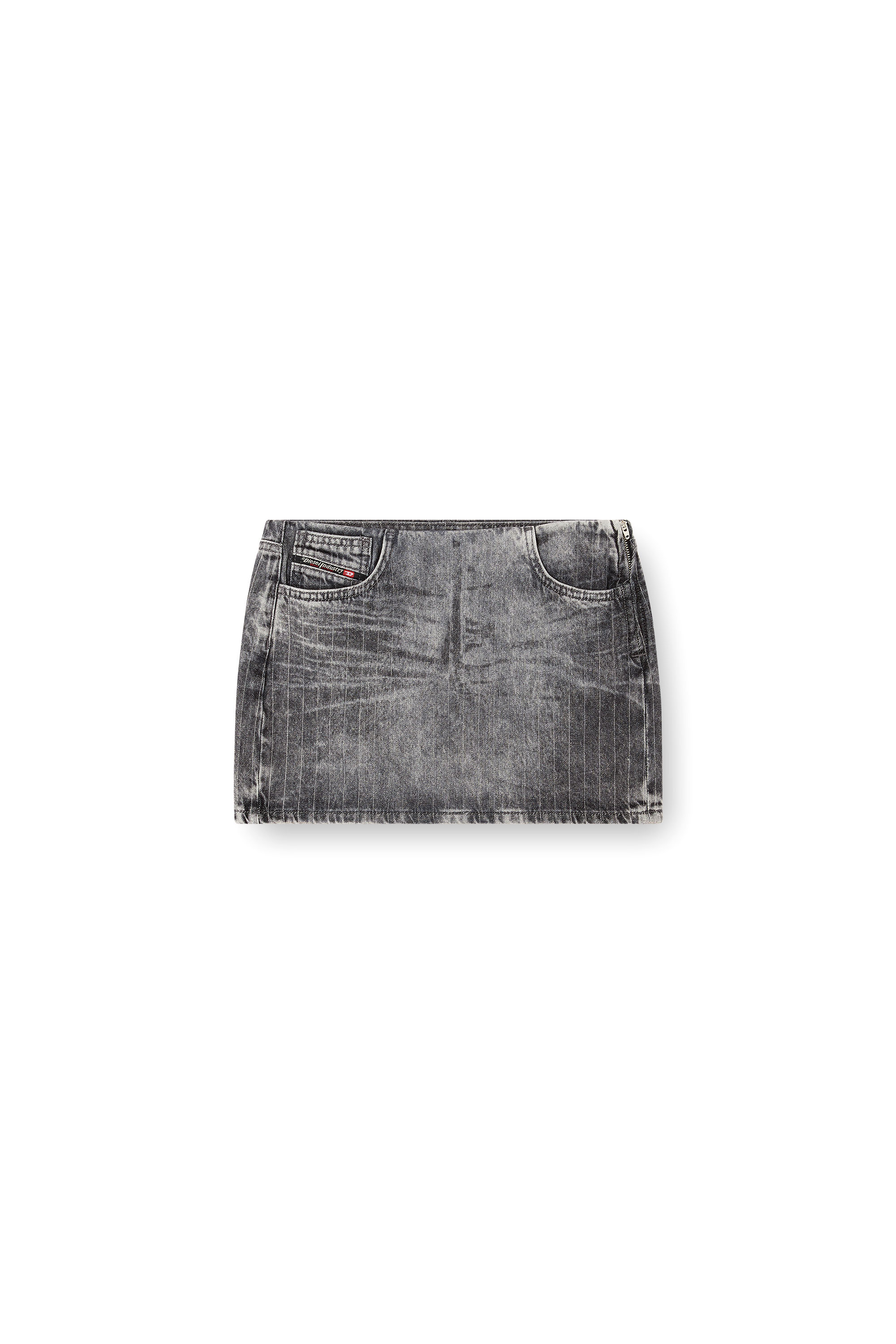Diesel - DE-PRA-MINI-S3, Damen Minirock aus Denim mit Nadelstreifen in Grau - 2