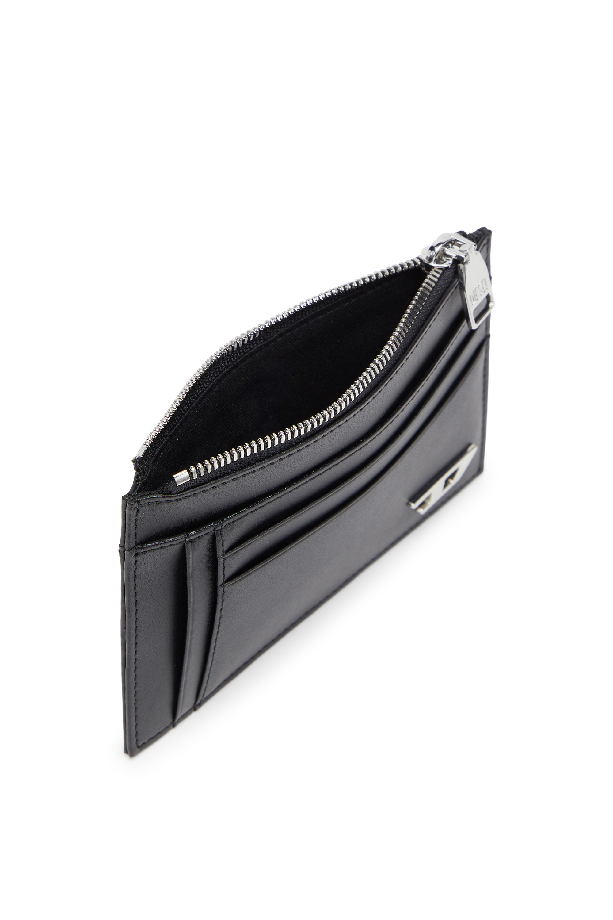Diesel - D-LOGO 2.0 CARD CASE VI, Herren Kartenetui aus Leder mit zip-fach in Schwarz - 3