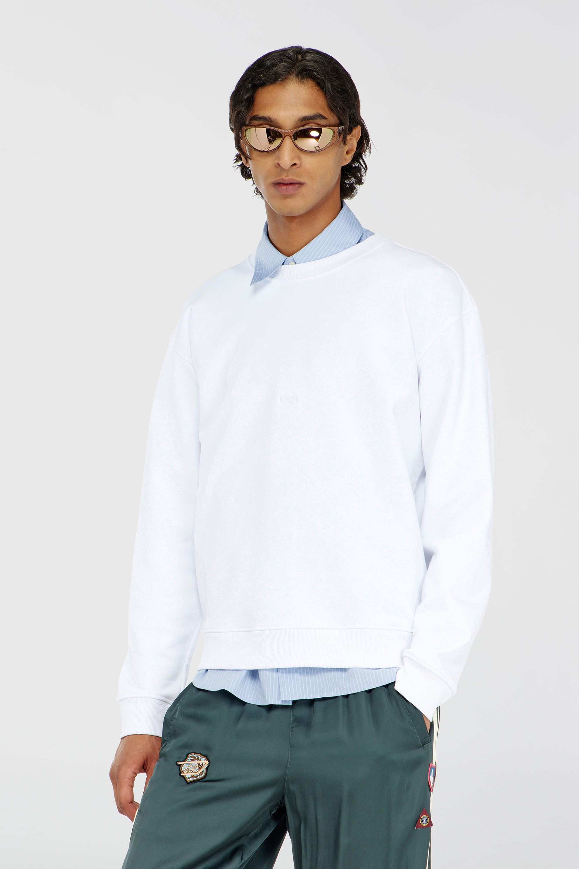 Diesel - S-NORM-AA5, Herren Baumwoll-Sweatshirt mit Mikro-Logo-Stickerei in Wei&szlig; - 3