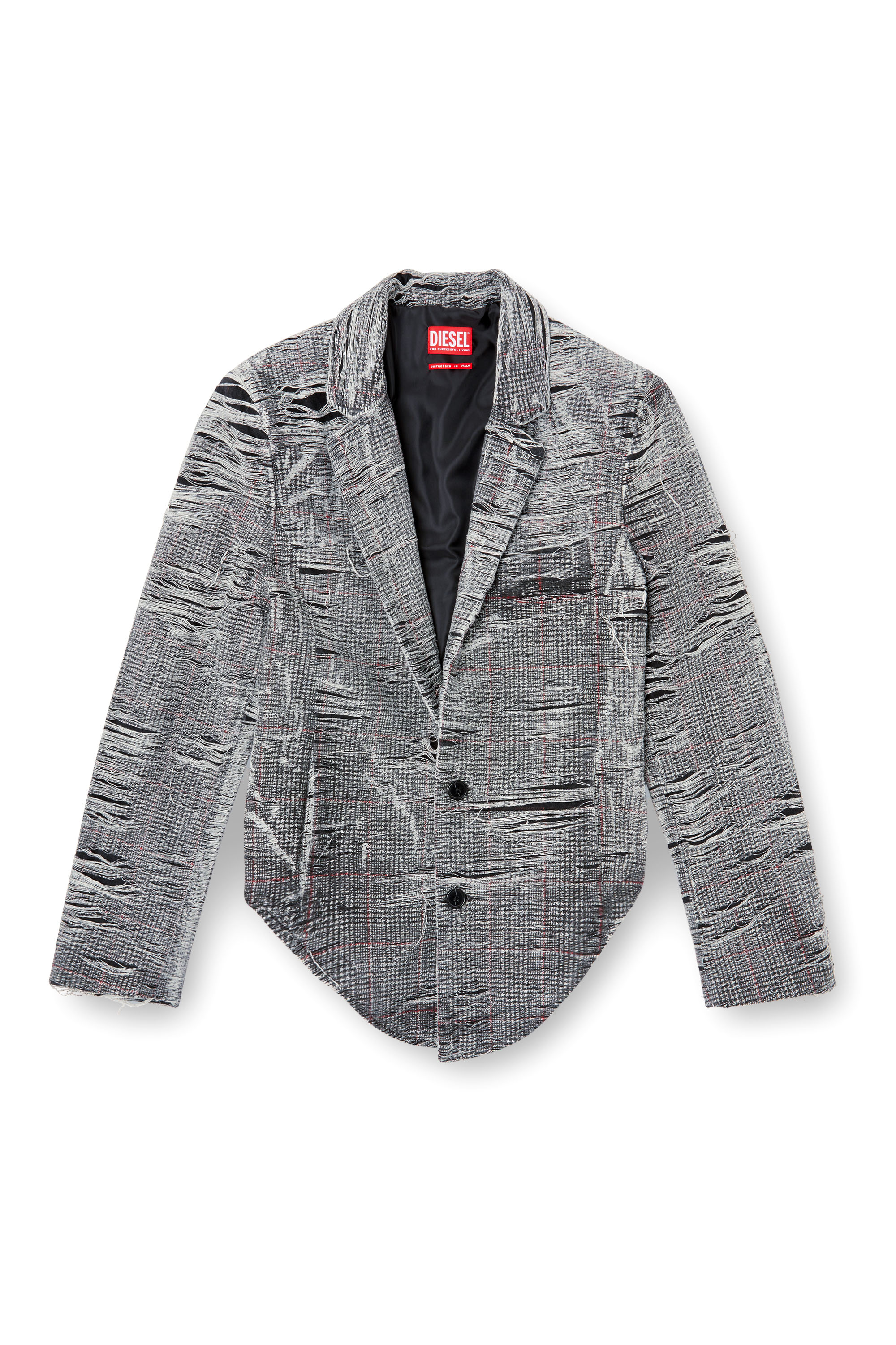 Diesel - DE-PHONIX-FSG, Damen Blazer aus vielgetragenem Prince-of-Wales-Denim in Grau - 2