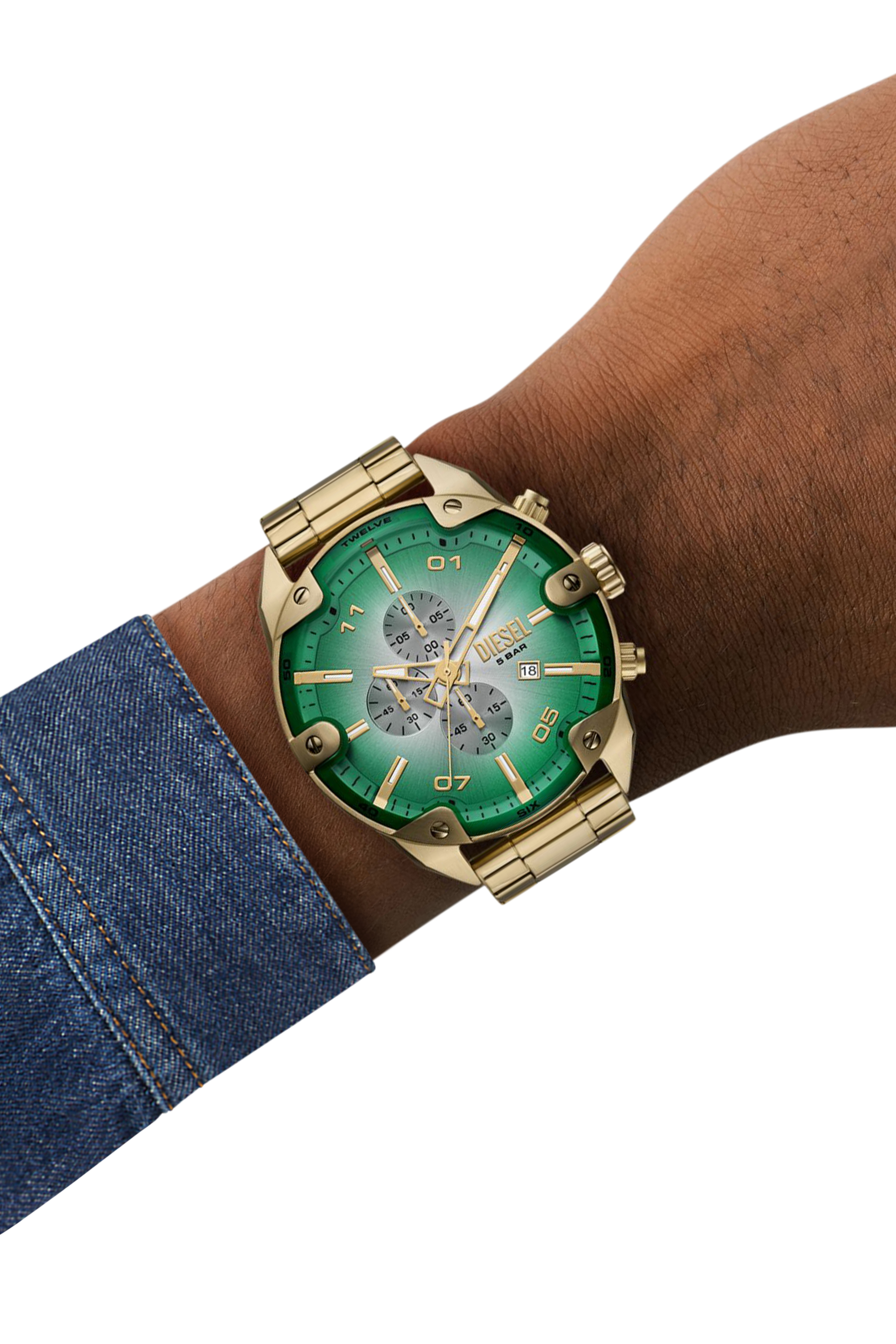Diesel - DZ4685 WATCH, Herren Spiked Chronograph Edelstahl in Gold - 4