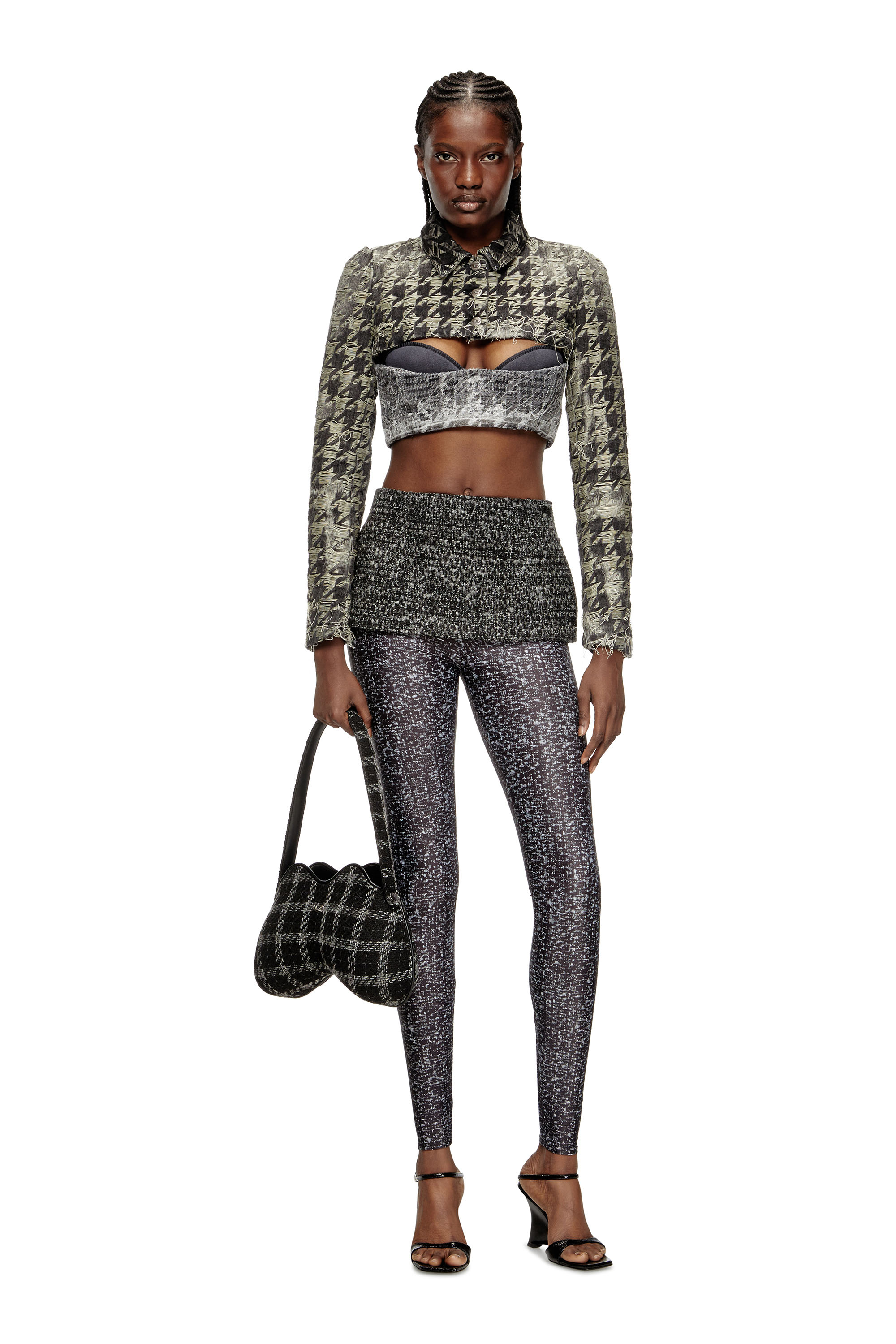 Diesel - P-HOUR, Damen Bouclé-Rock mit Leggings in Schwarz - 1