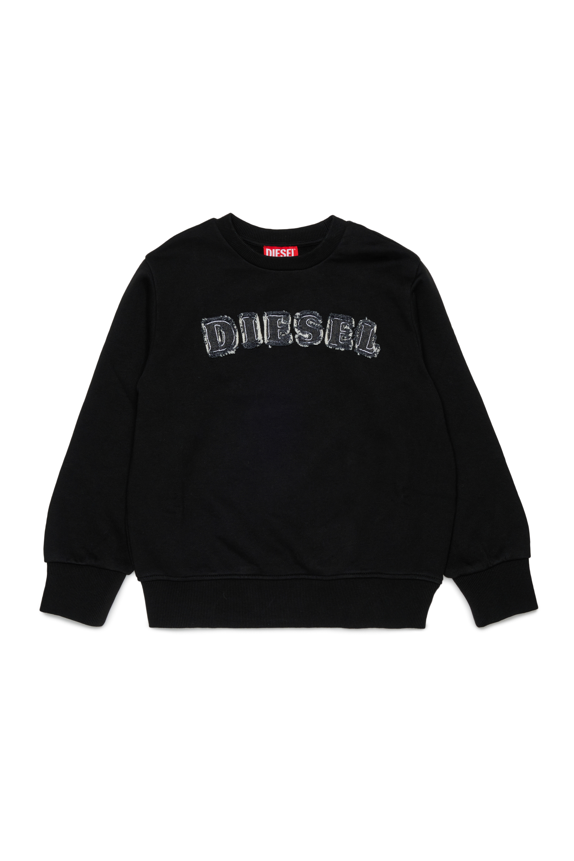 Diesel - SJEANS OVER, Herren Sweatshirt mit ausgefransten Logo-Buchstaben in Schwarz - 1