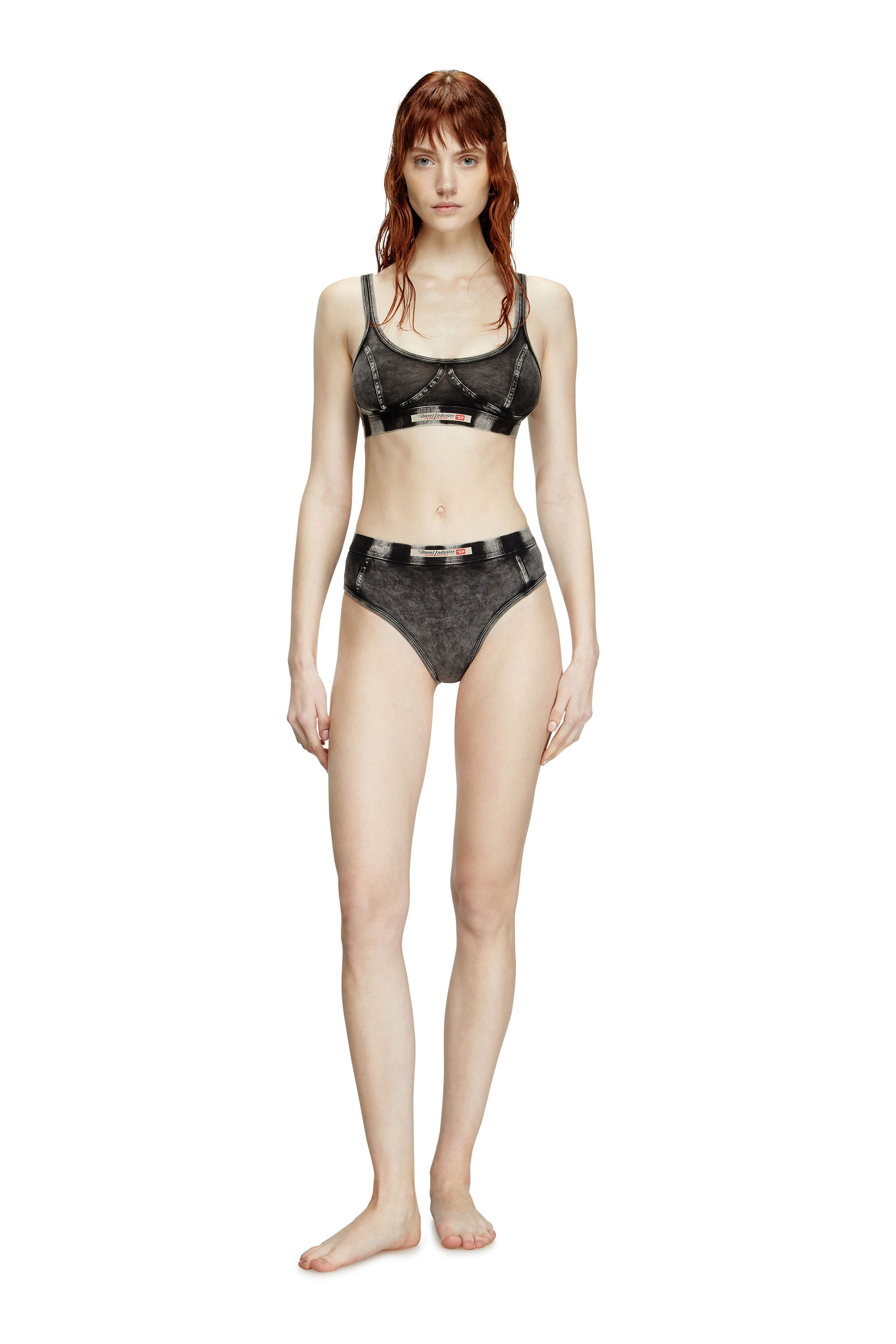 Diesel - KASSIE-DNM, Damen Bralette aus Jersey in Denim-Optik in Schwarz - 5