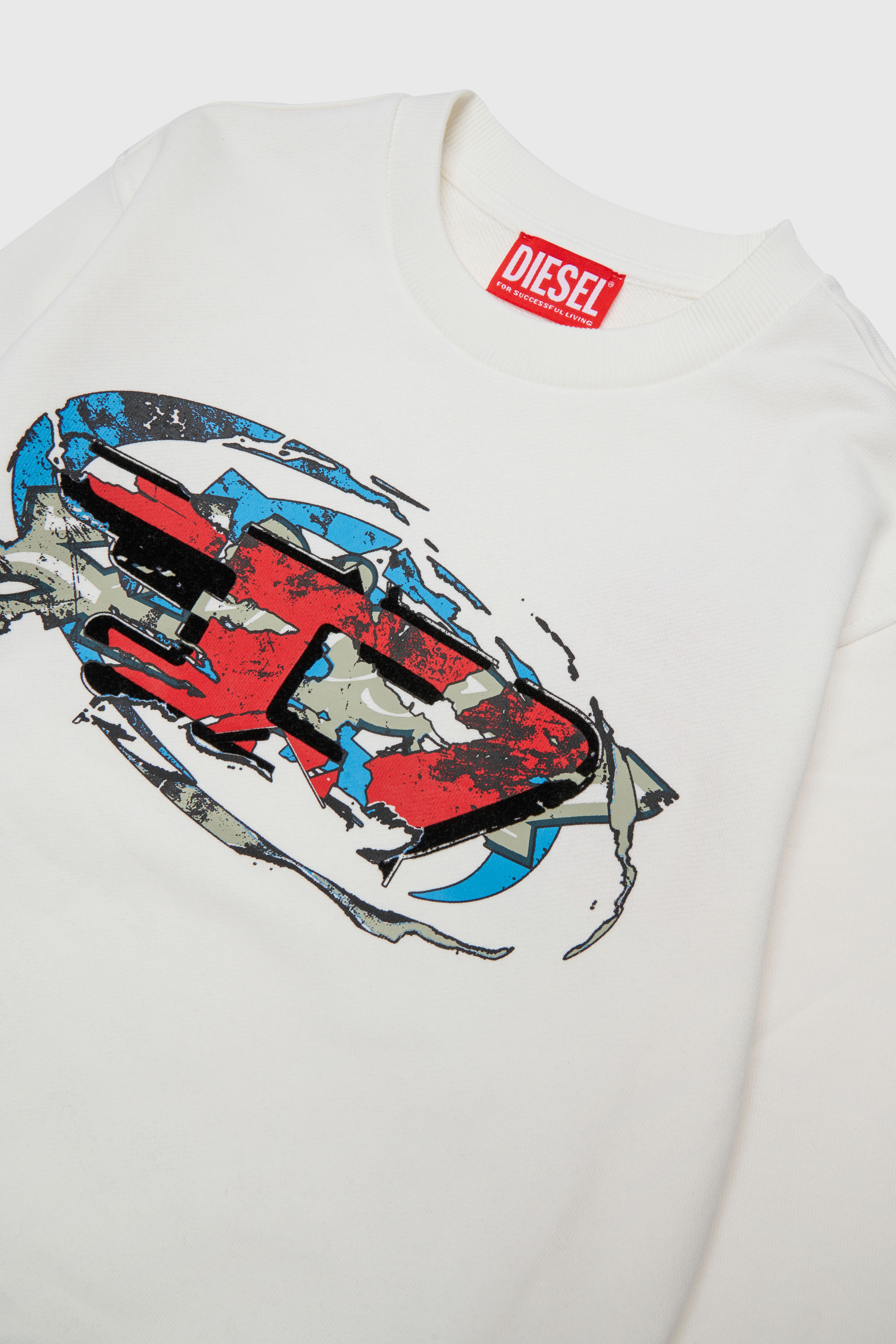 Diesel - SCRAP OVER, Herren Sweatshirt mit Oval D Grafikprint in Wei&szlig; - 3