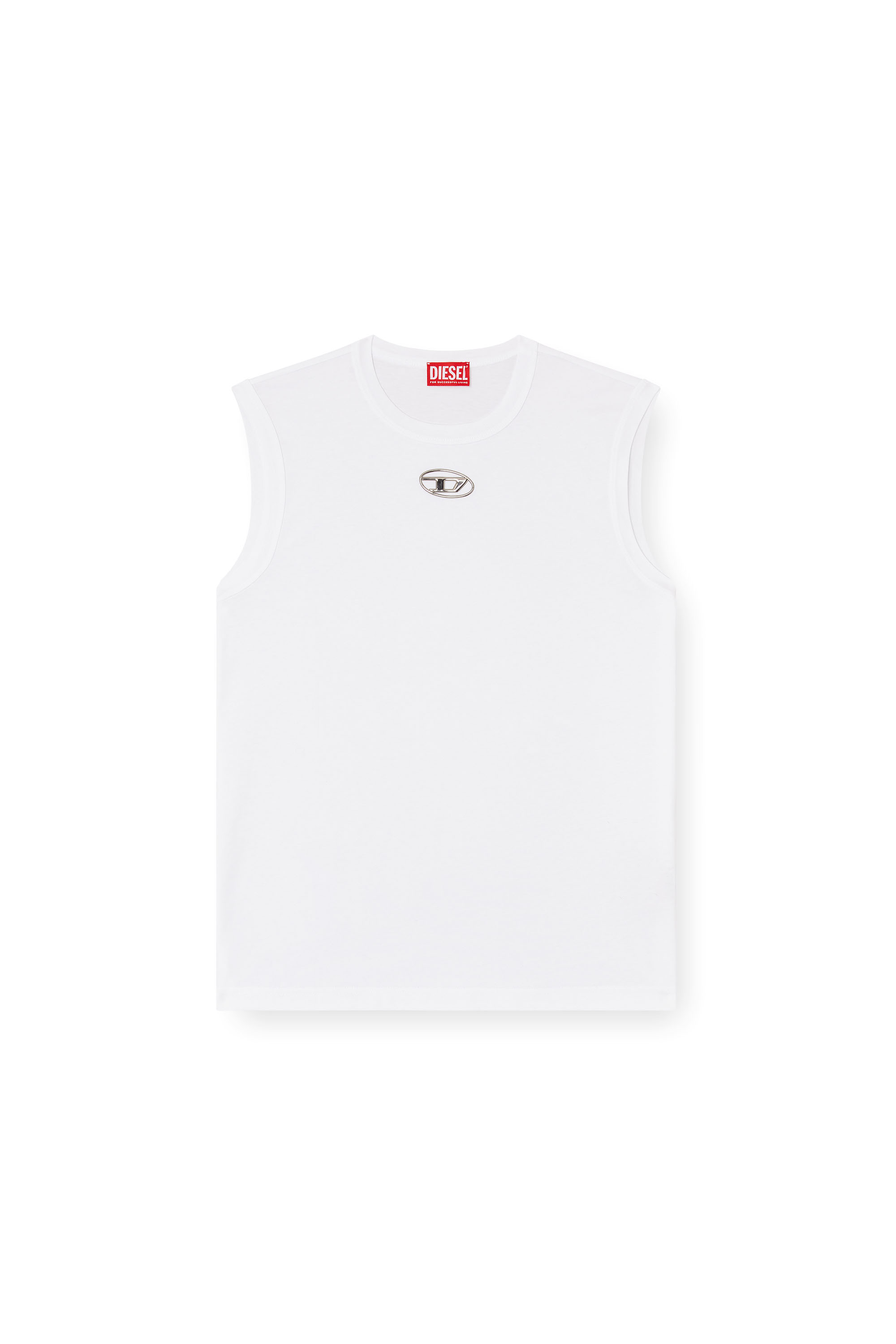 Diesel - T-BISCO-OD, Herren Tanktop mit Metallic-Oval D in Wei&szlig; - 3