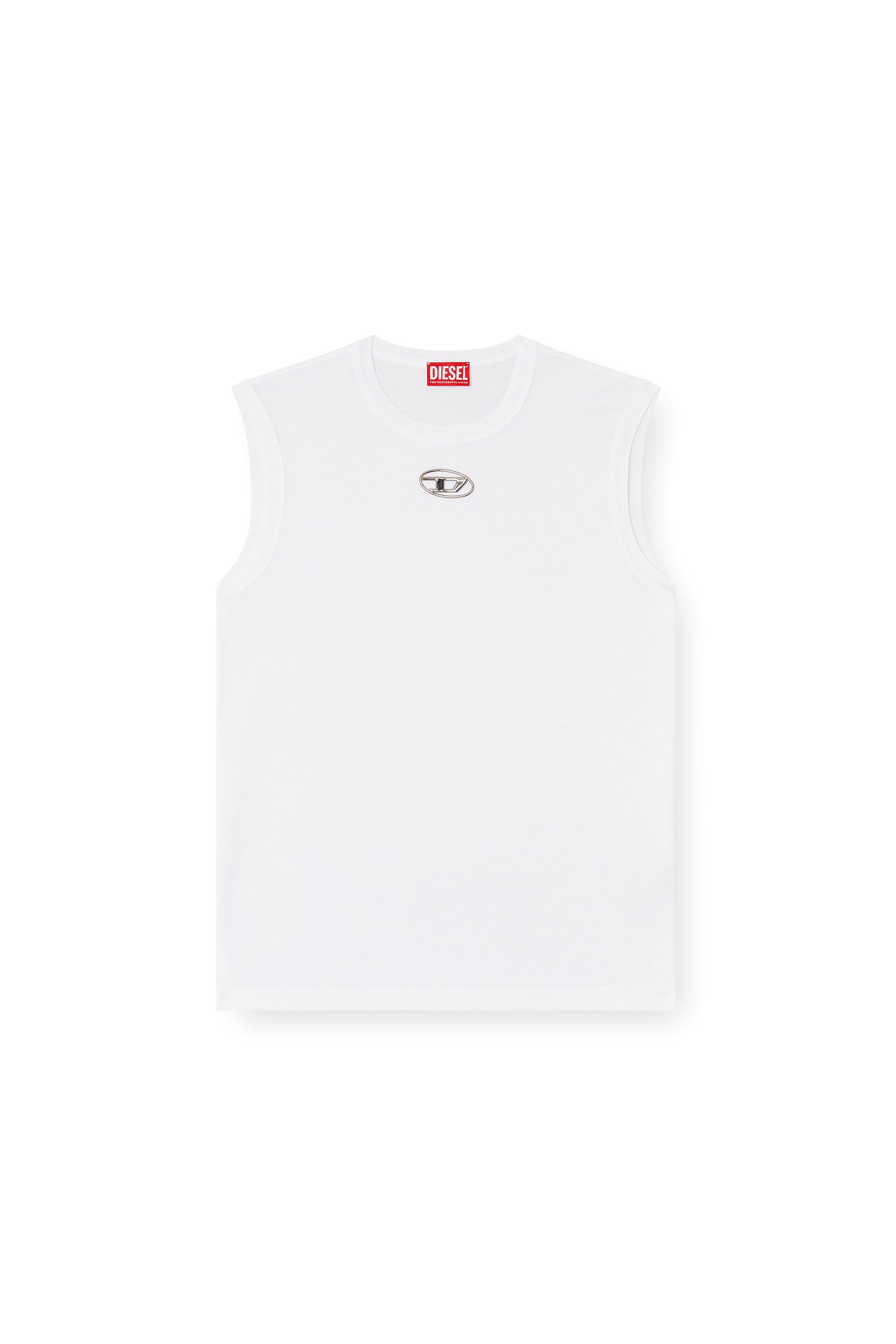 Diesel - T-BISCO-OD, Herren Tanktop mit Metallic-Oval D in Wei&szlig; - 2