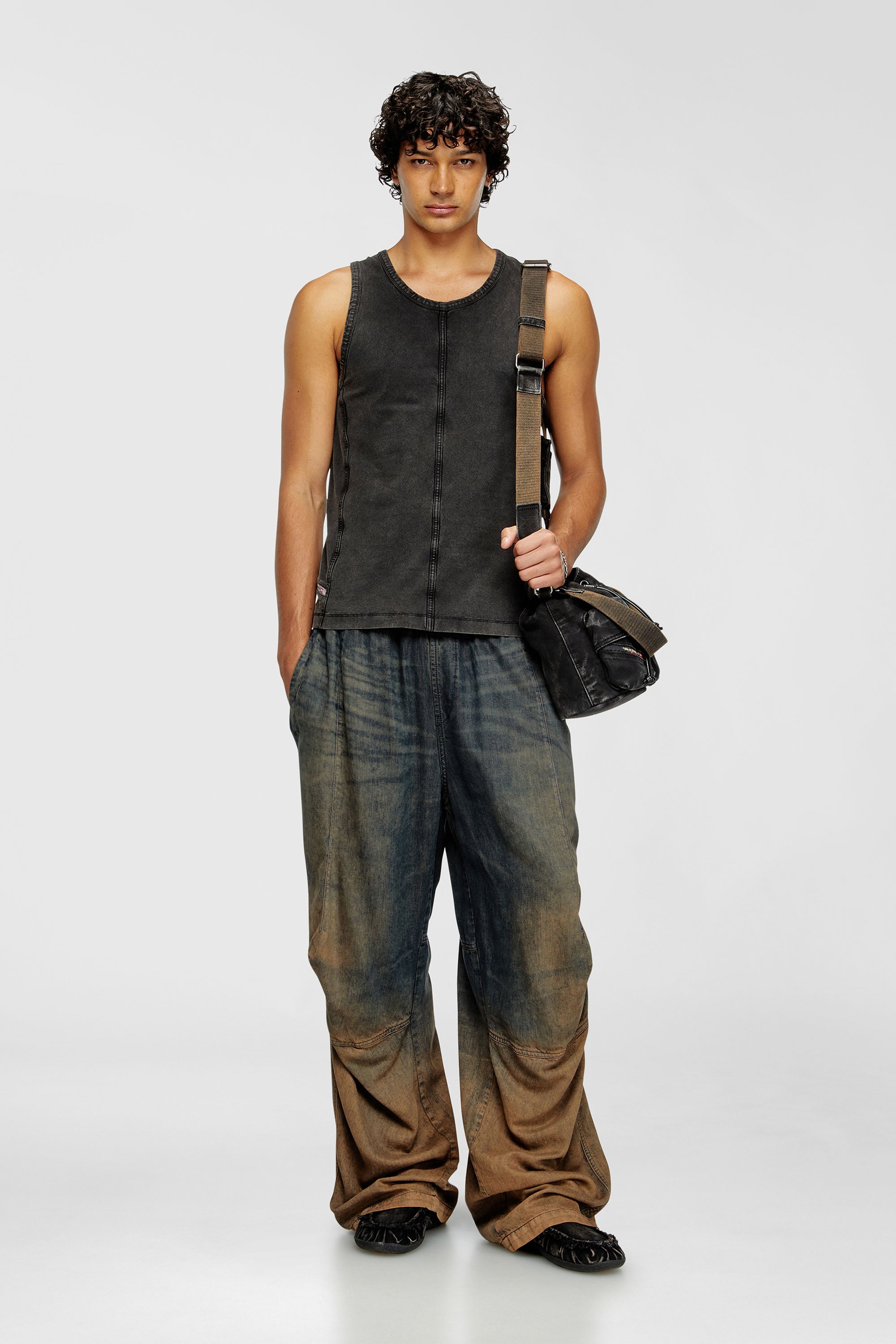 Diesel - T-MELY-SL, Herren Tanktop aus Jersey in Denim-Optik in Schwarz - 2