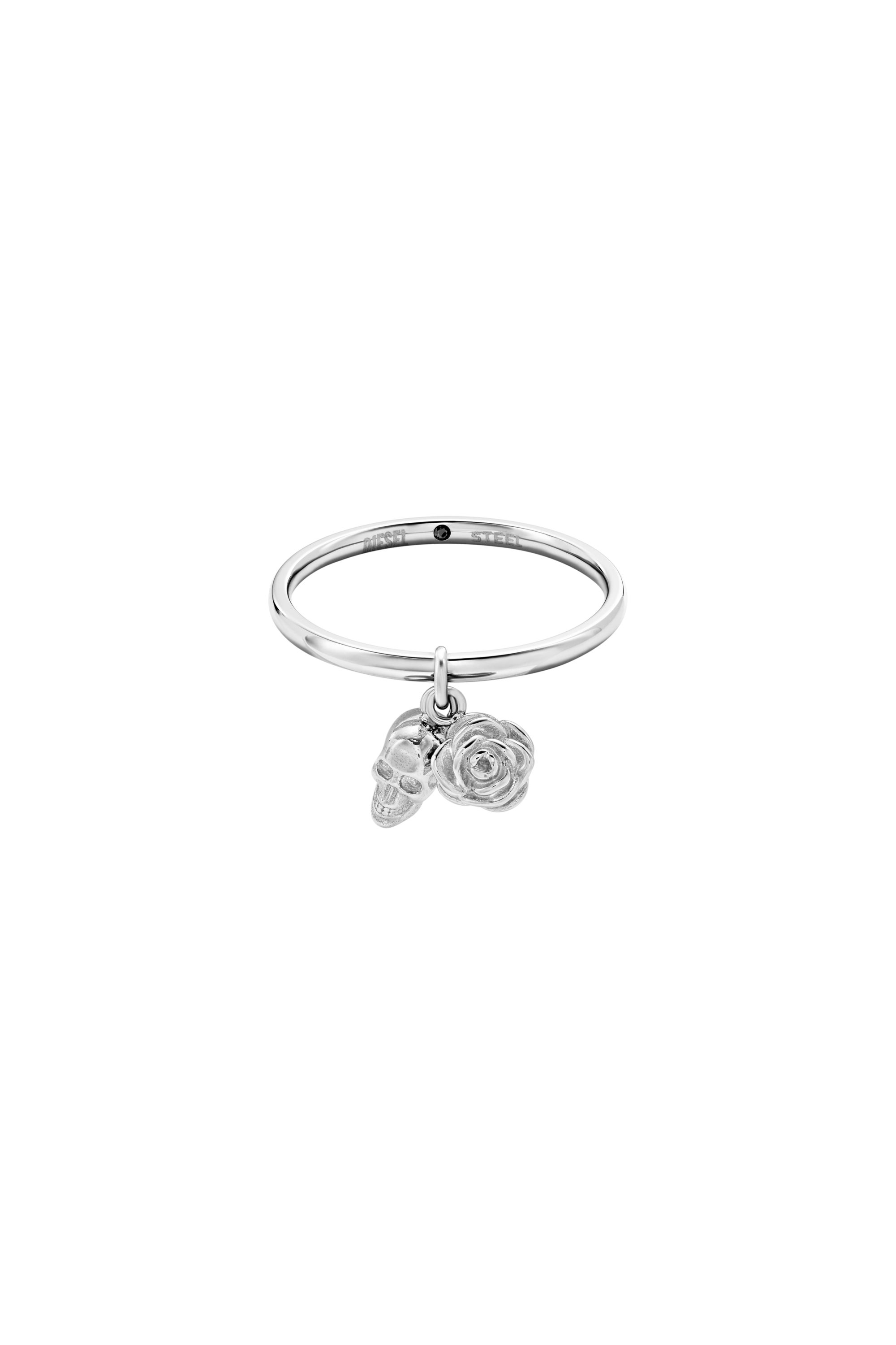 Diesel - DX1602040, Unisex Edelstahlring mit Totenkopf-Charm in Silber - 2