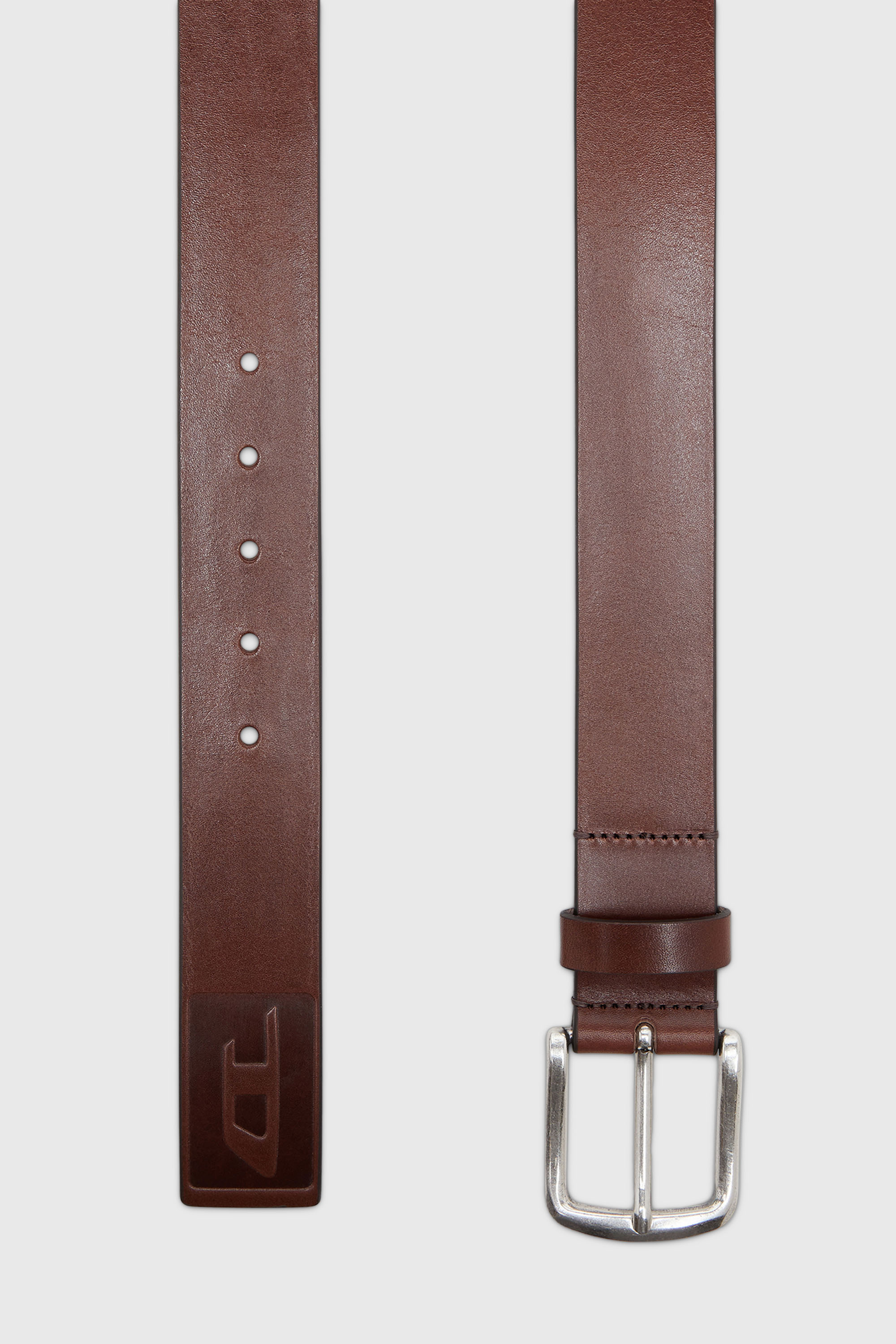 Diesel - B-FLAG-D EMBOSSED, Herren 4 cm Lederg&uuml;rtel mit eingepr&auml;gtem Logo in Braun - 2