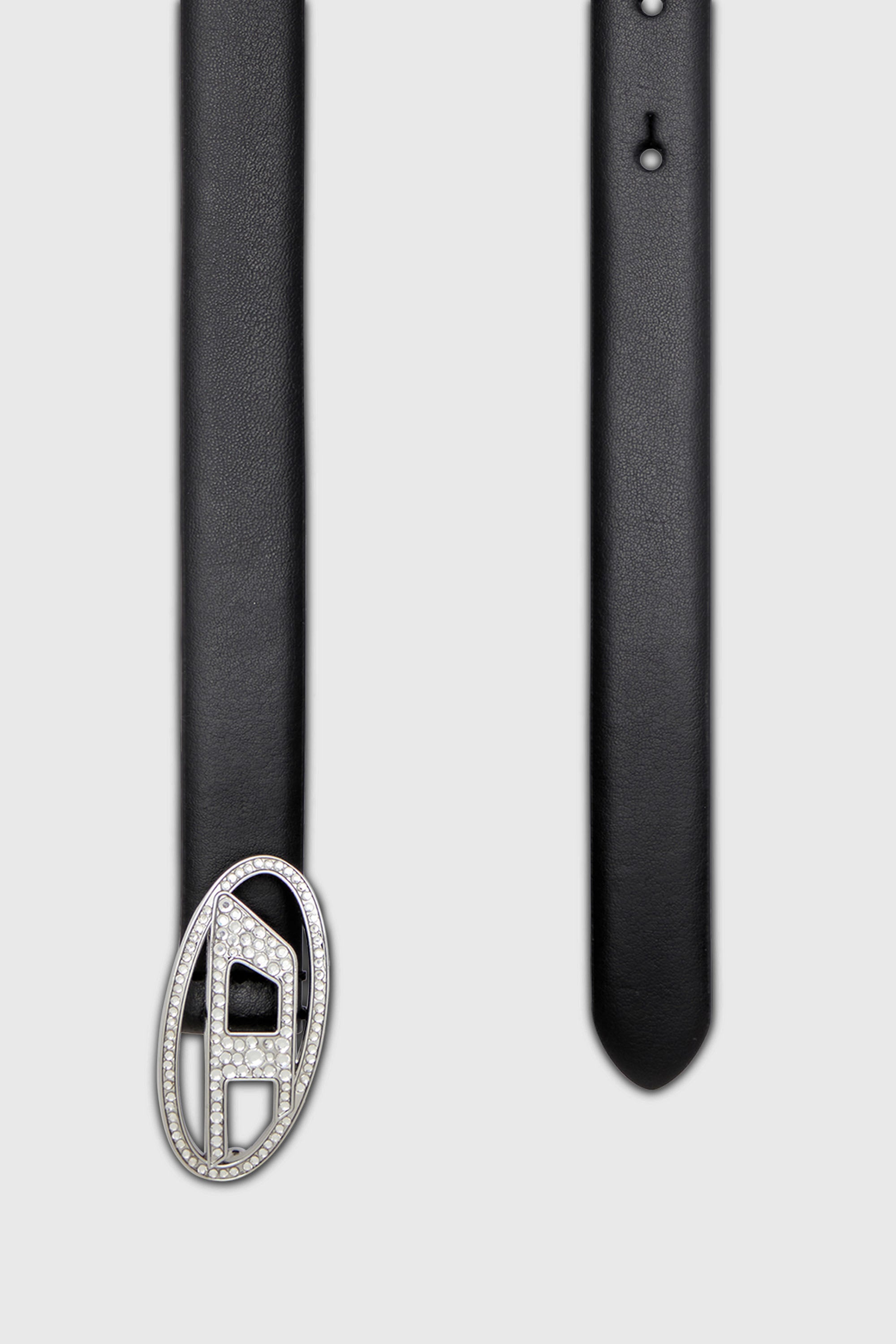 Diesel - B-1DR STRASS 20, Damen 1.9cm Schmaler G&uuml;rtel aus Leder mit Schnalle aus Kristall in Schwarz - 2