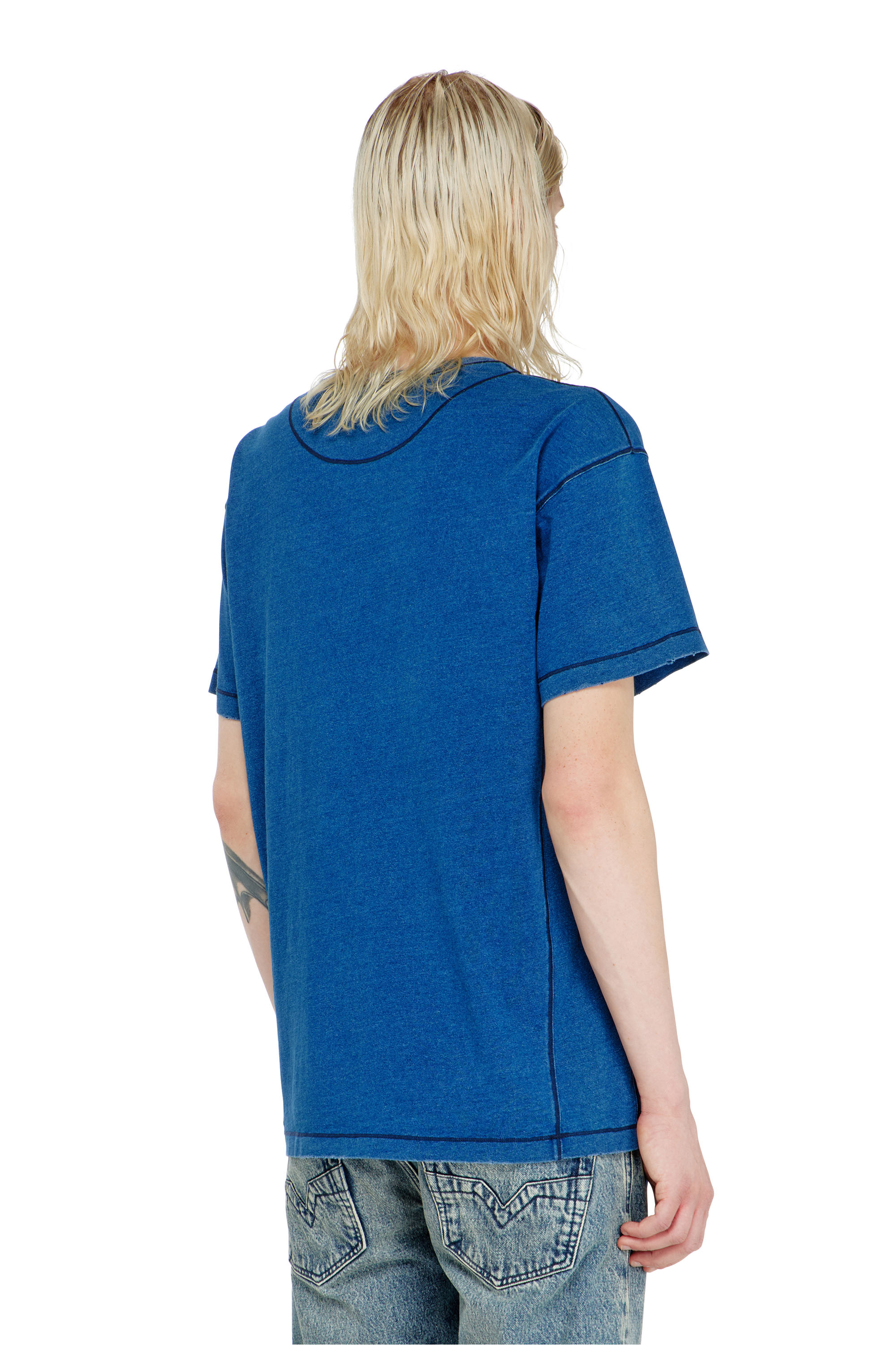 Diesel - T-NOX, Herren T-shirt mit patches mit schatteneffekt in Mittelblau - 4