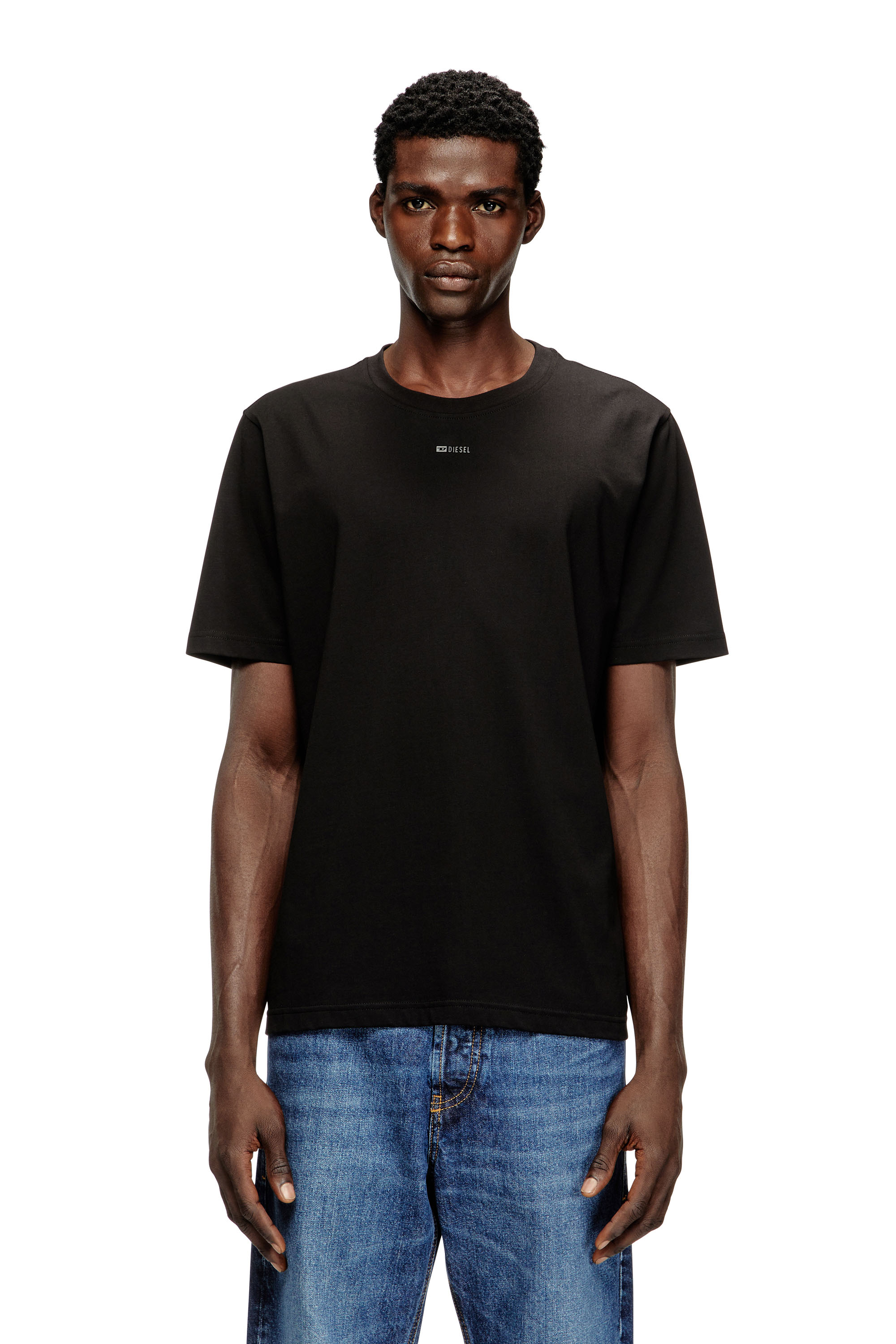 Diesel - T-ADJUST-V6, Herren T-Shirt mit Mikro-Metall-Logo in Schwarz - 1