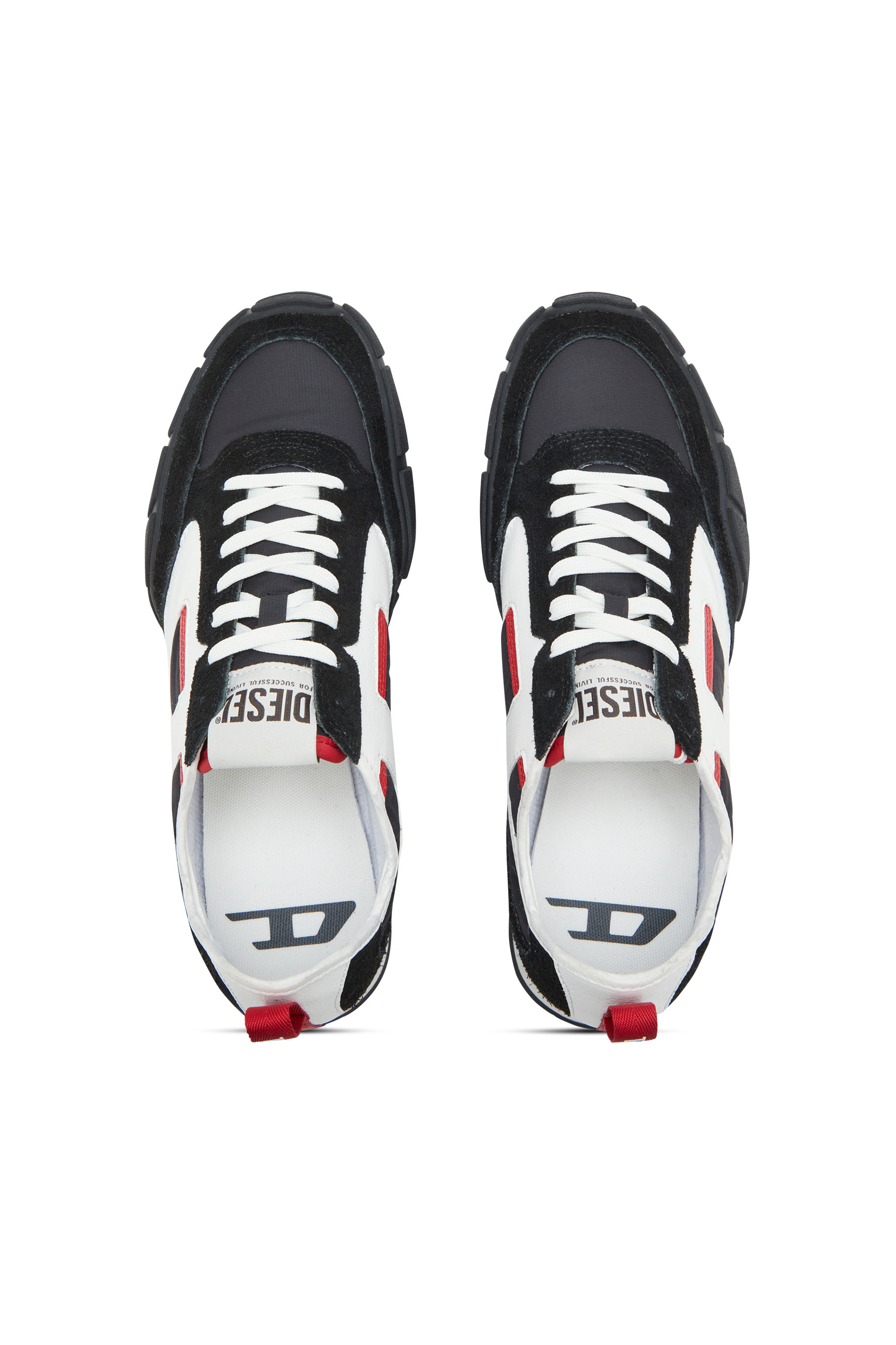 Diesel - S-PAGODHA LOW, Herren S-Pagodha-Sneakers aus Leder, Wildleder und Ripstop in Schwarz/Rot - 4