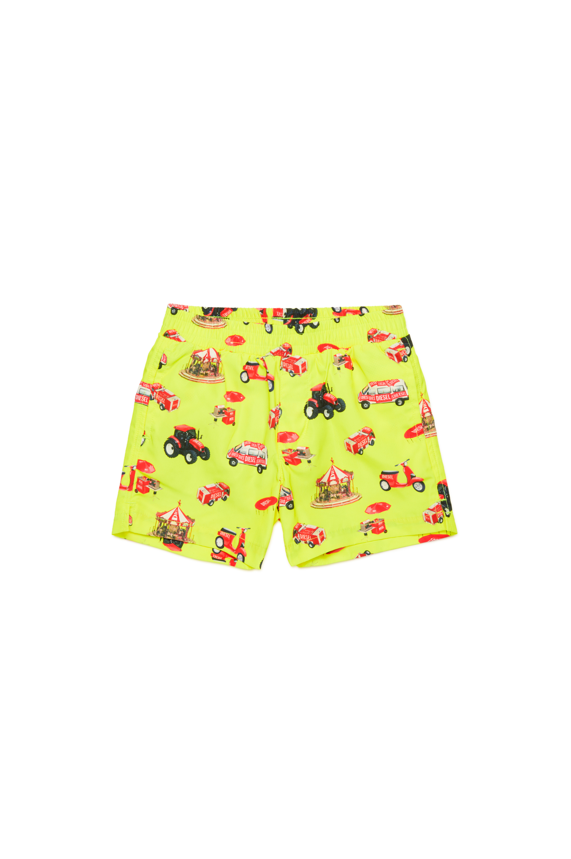 Diesel - MIPANB, Man's Swim shorts with vehicle print in Yellow Fluo - 1