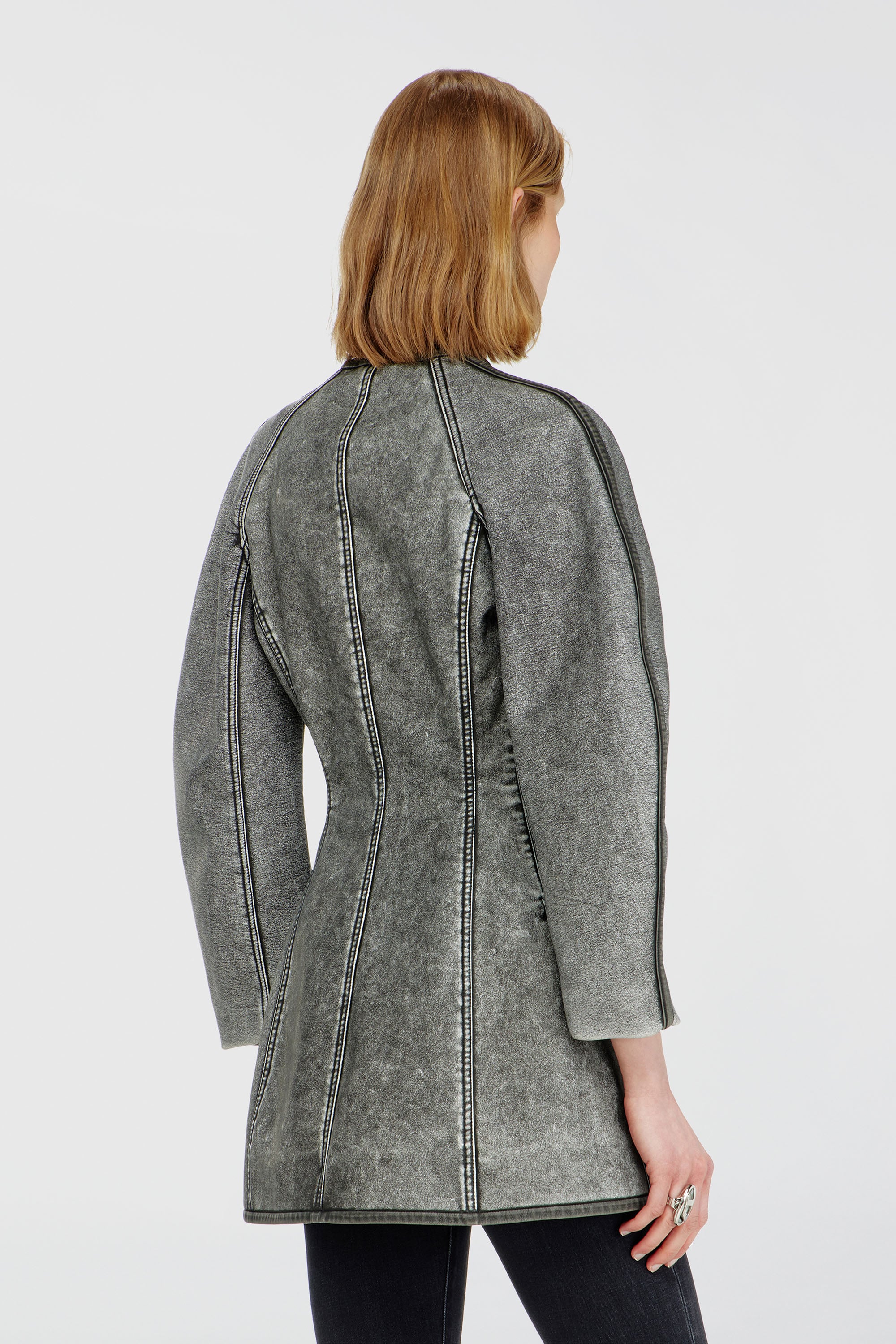 Diesel - G-ALAX, Damen Cardigan-Jacke mit Kokon&auml;rmeln in Grau - 4