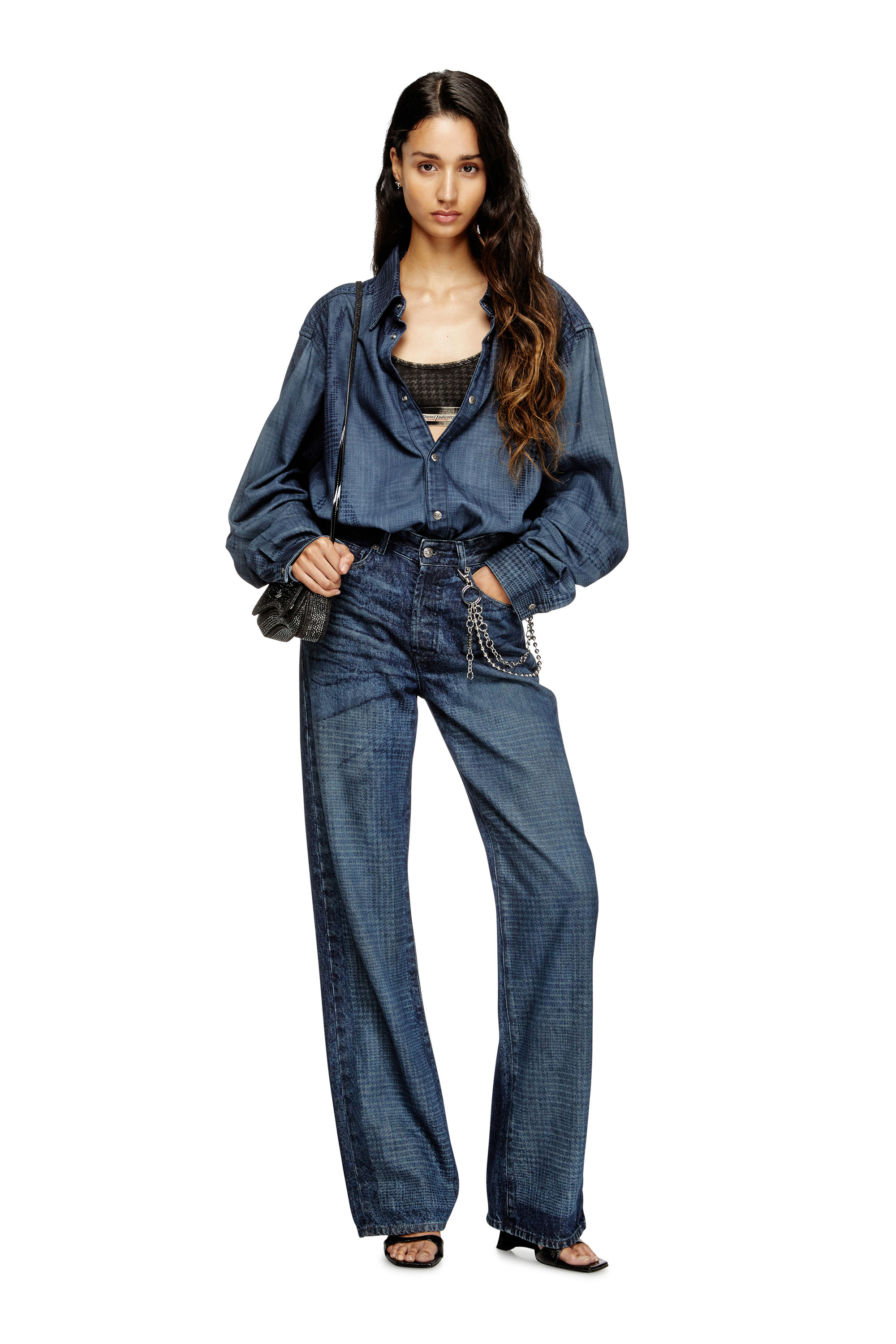 Diesel - ARIEL-DNM, Damen Baumwoll-Bralette mit Allover-Print in Dunkelgrau - 4