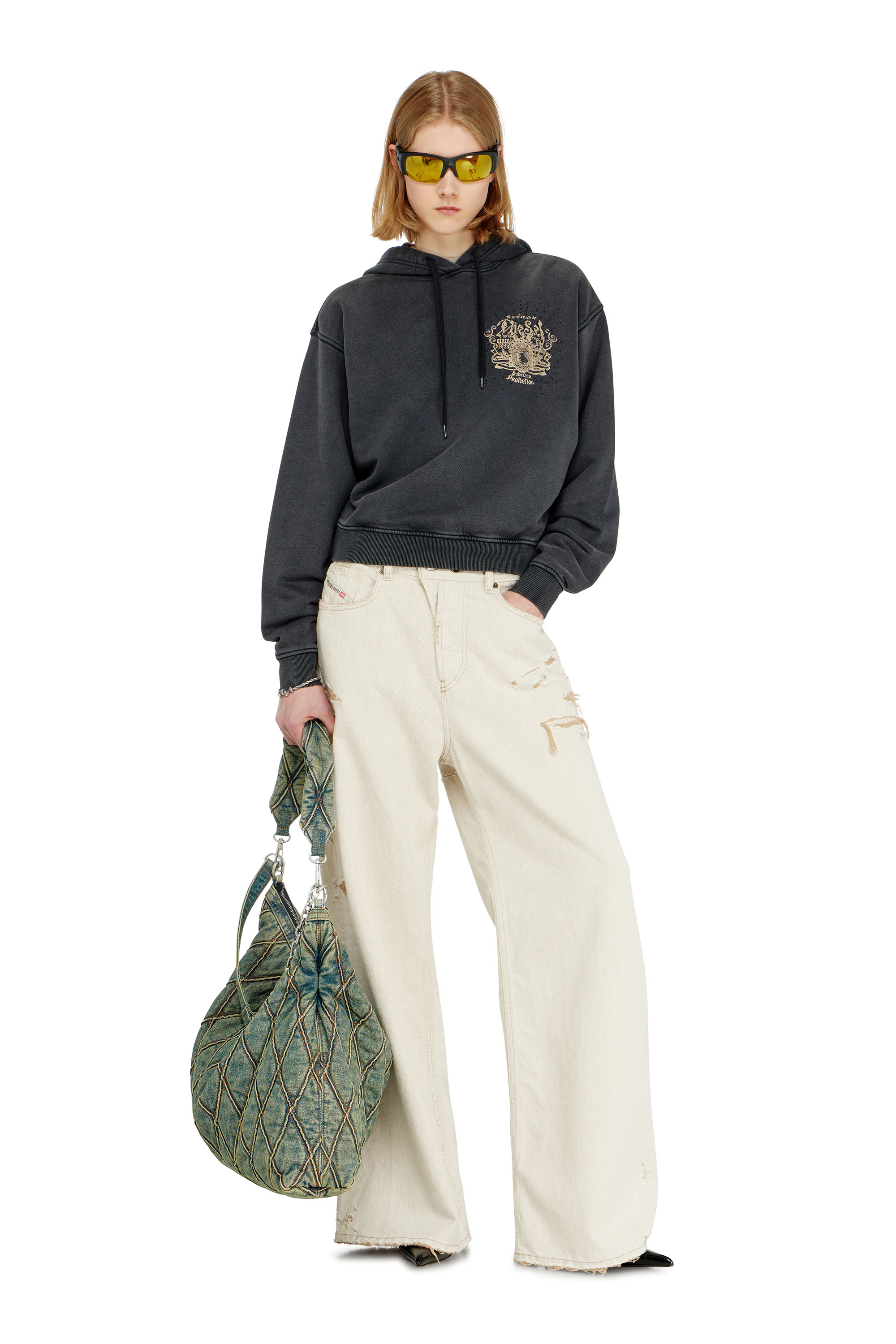 Diesel - F-PHOENY, Damen Hoodie mit Prints und Strasssteinen in null - 1