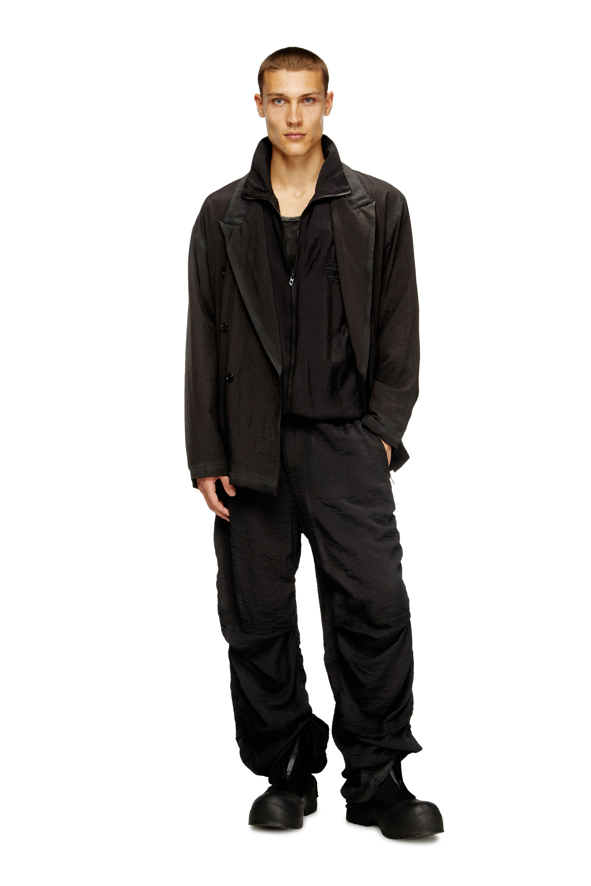 Diesel - J-KEYSERY, Herren Zweireihiger zerknitterter Blazer in Schwarz - 1