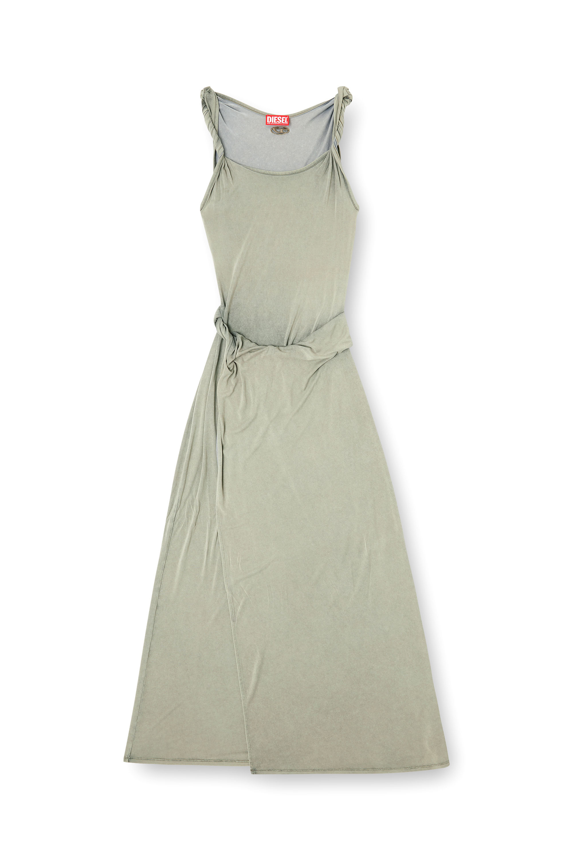 Diesel - D-ESTIGA-S1, Damen Jersey-Maxikleid mit gedrehten Details in null - 2