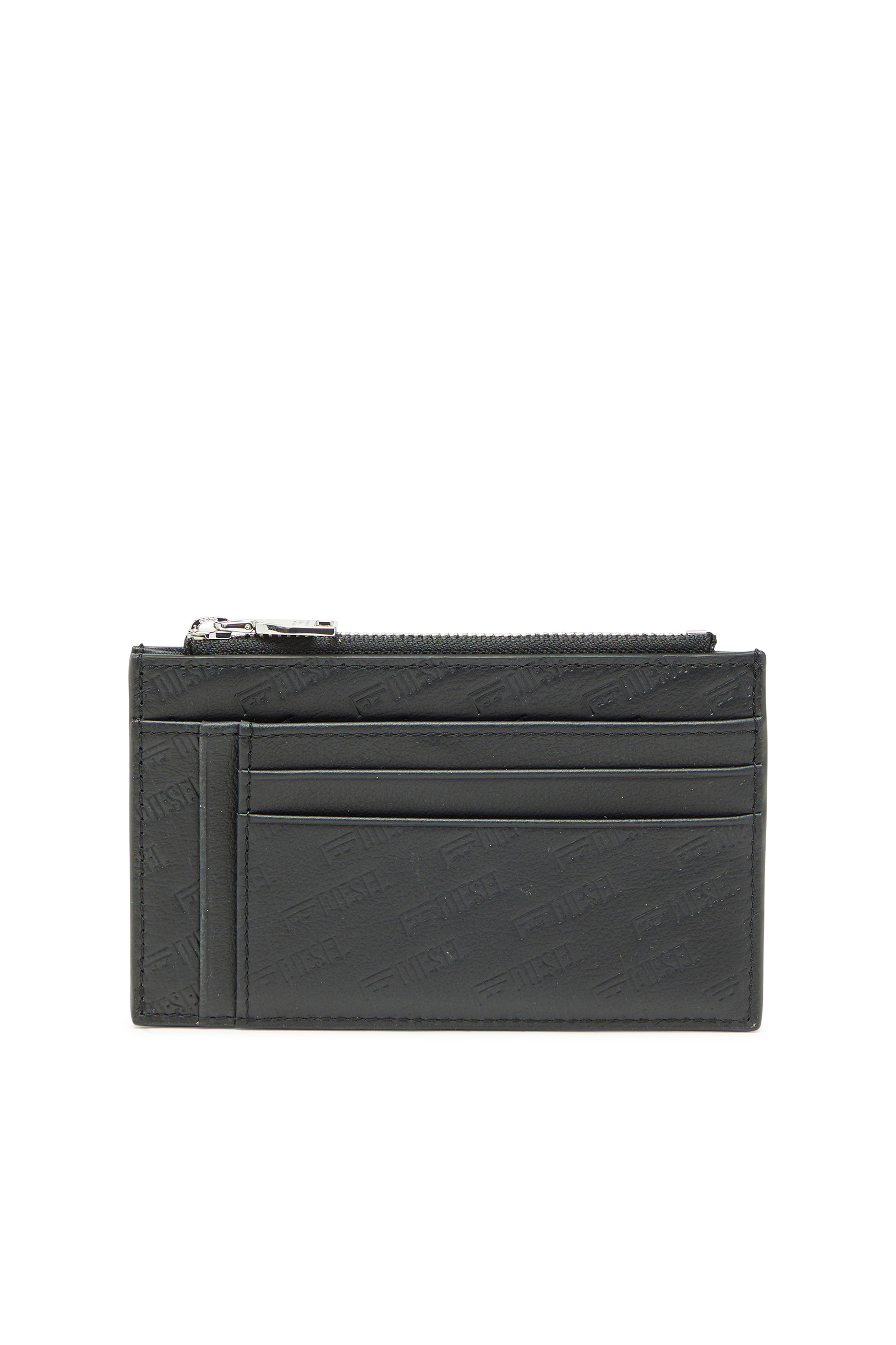 Diesel - MONOGRAM CARD CASE VI, Herren Gepr&auml;gter Kartenhalter aus Leder mit zip-fach in Schwarz - 1