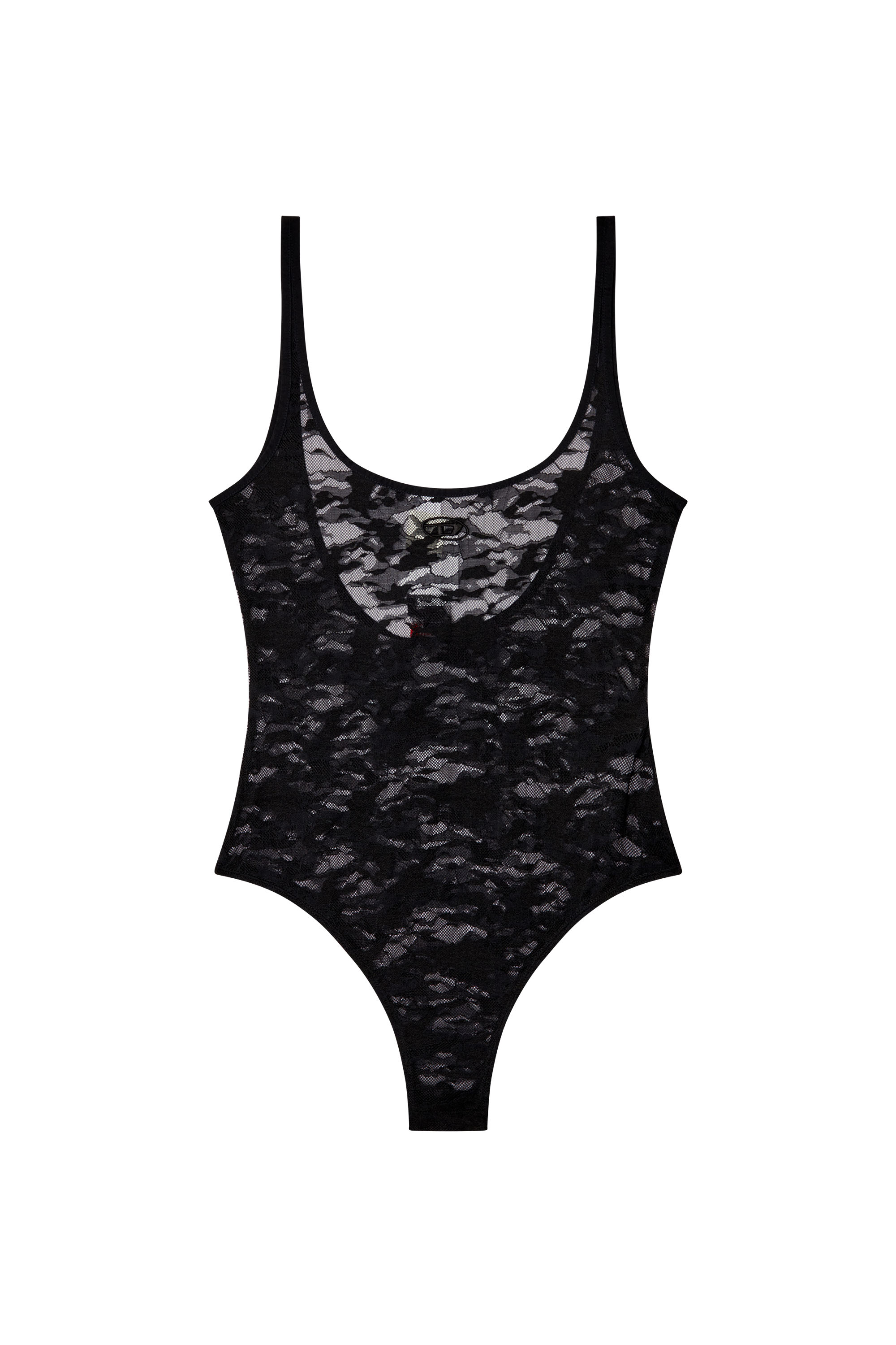 Diesel - MEGAN-UTLT, Damen Camouflage-Spitzen-Body mit Oval D-Stickerei in Schwarz - 4