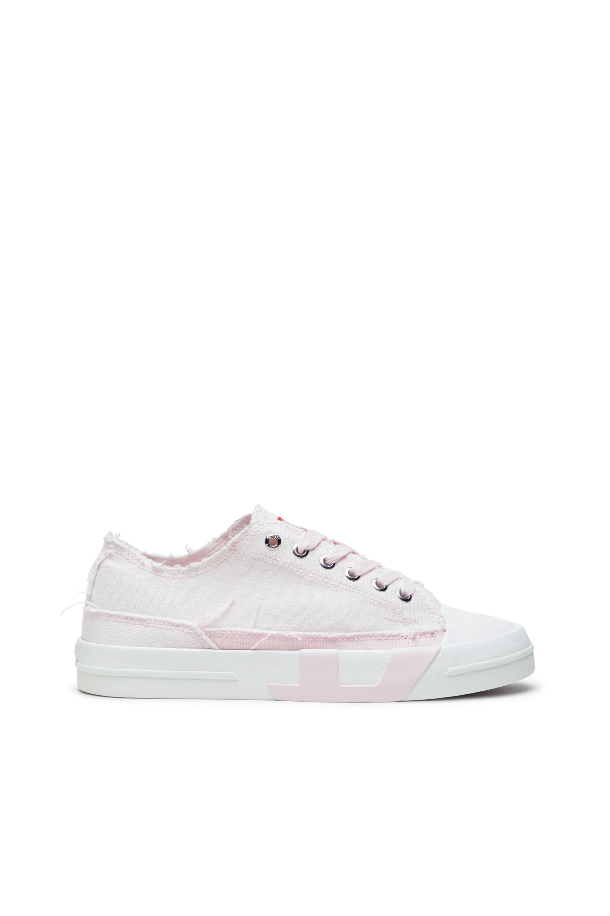 Diesel - S-D-VERSE LOW W, Damen S-D-Verse-Sneakers aus ausgefranstem Canvas in Rosa/Weiss - 1