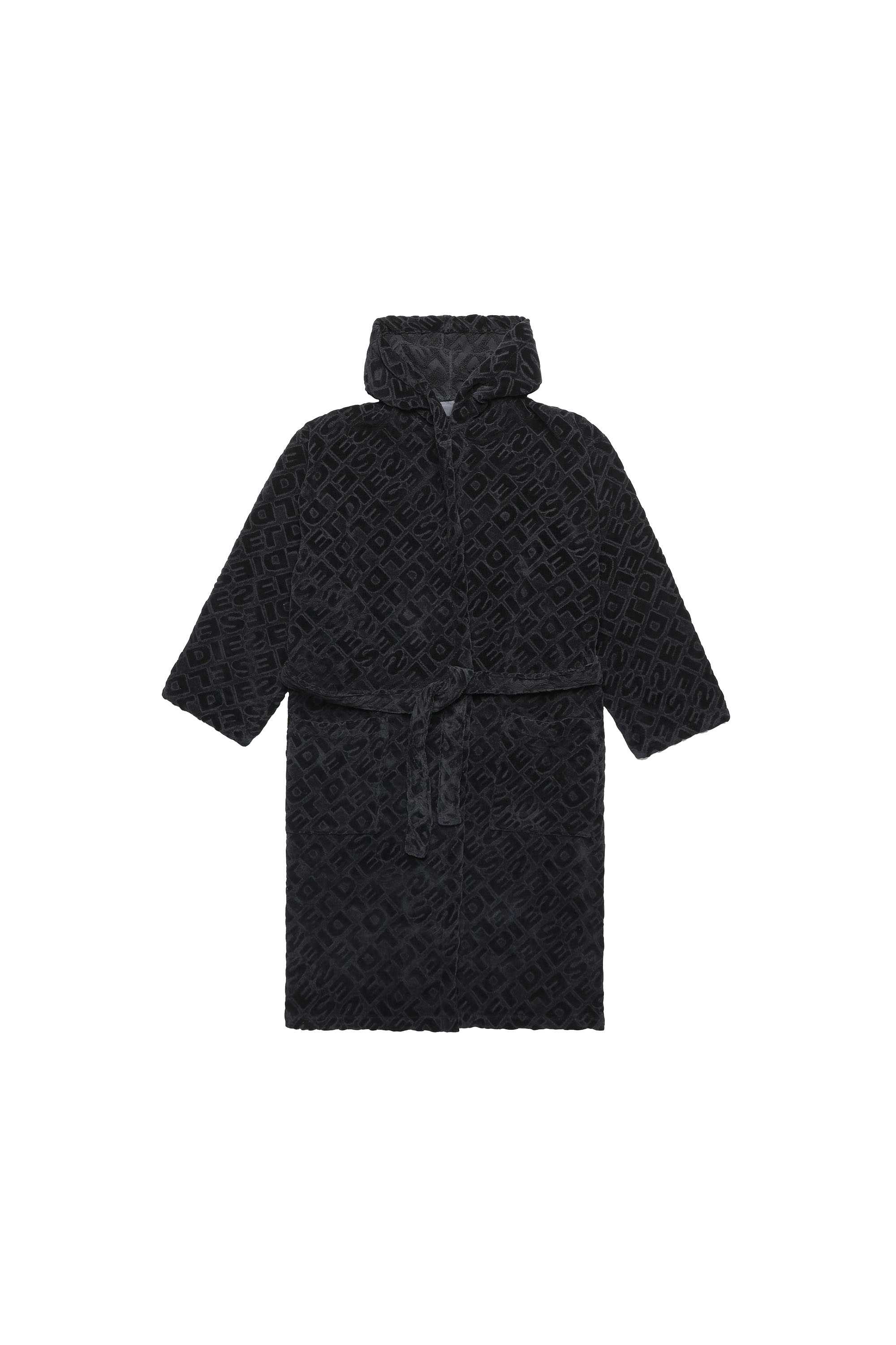 Diesel - ACC  3DLOGO     CAP S/M, Unisex Bademantel mit Kapuze 3D LOGO, S/M in Schwarz - 2