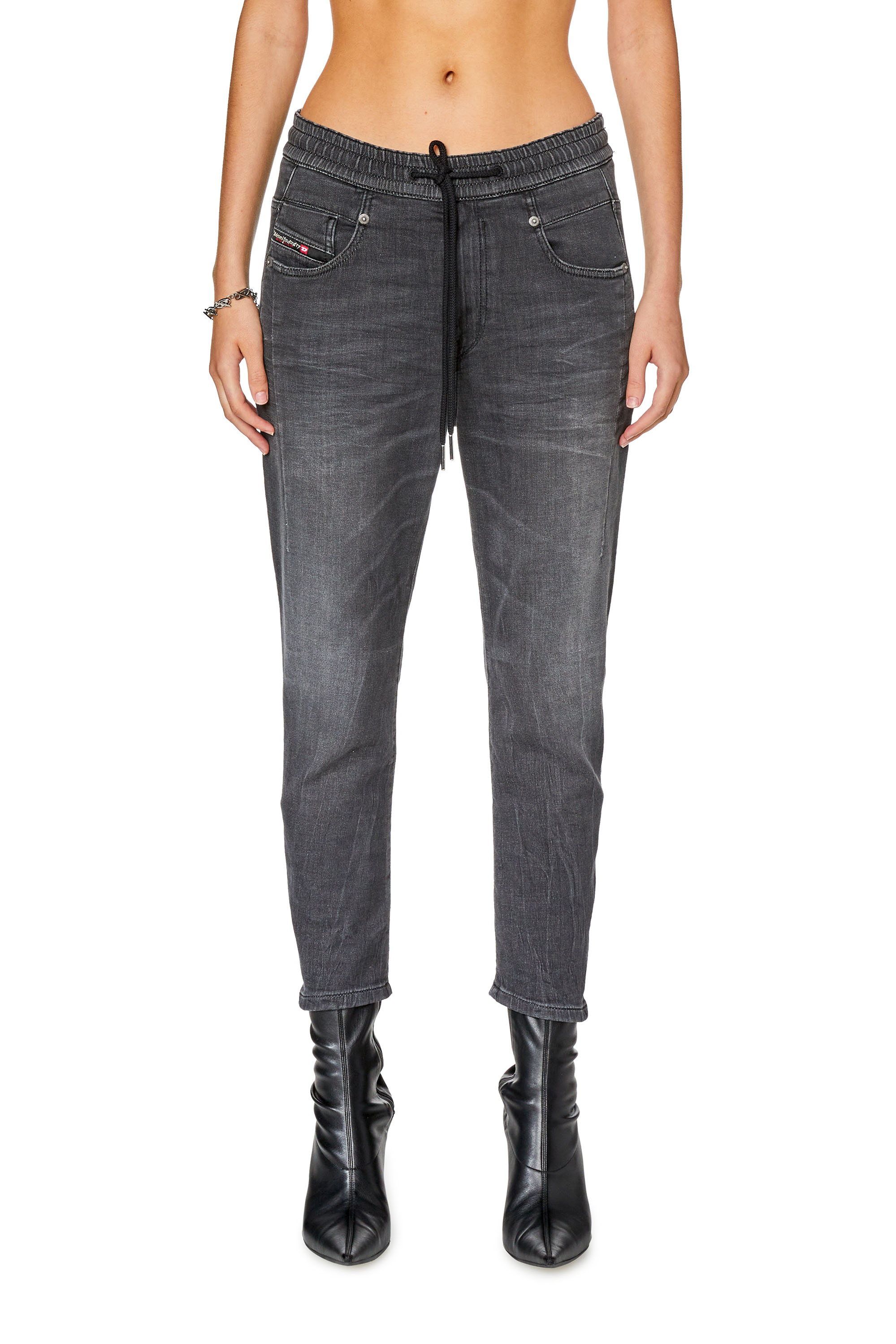 Diesel - Boyfriend Fayza JoggJeans® 068FS, Schwarz/Dunkelgrau - Image 1