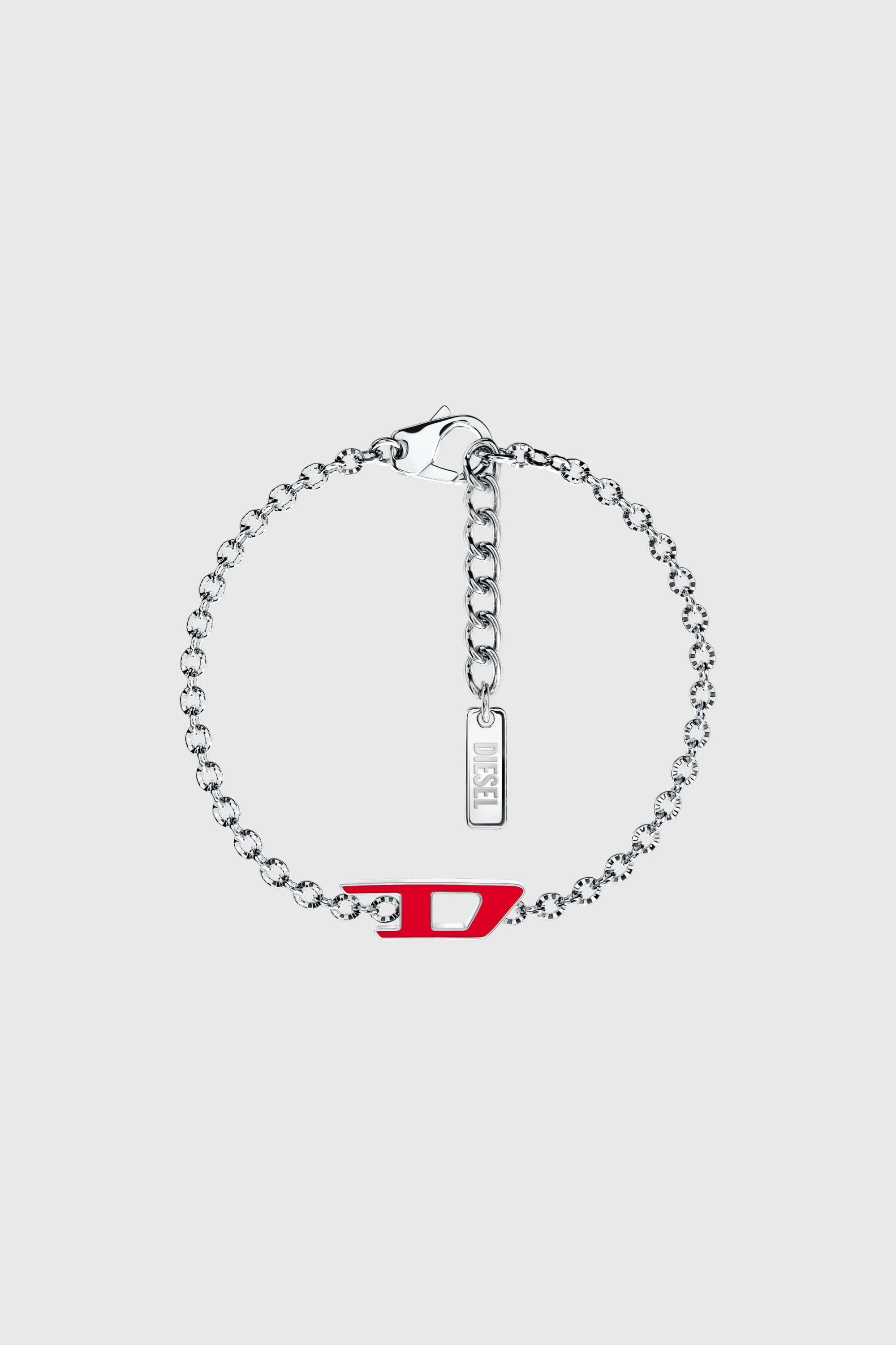 Diesel - DX1691040 JEWELLERY, Unisex's Stainless steel chain bracelet in Silver/Red - 1