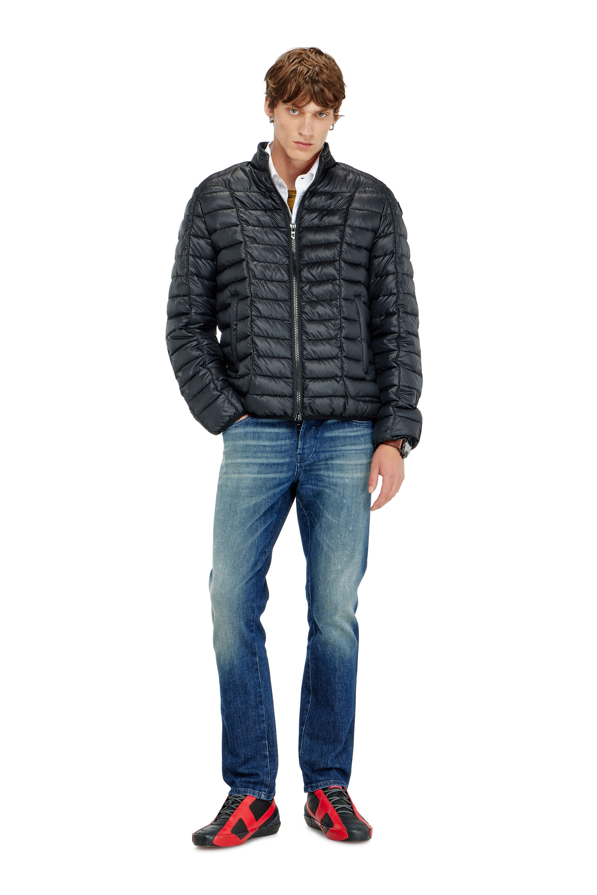 Diesel - W-PILOT-WRD, Herren Biker-inspirierte Steppjacke mit tonalen Paspeln in Schwarz - 2