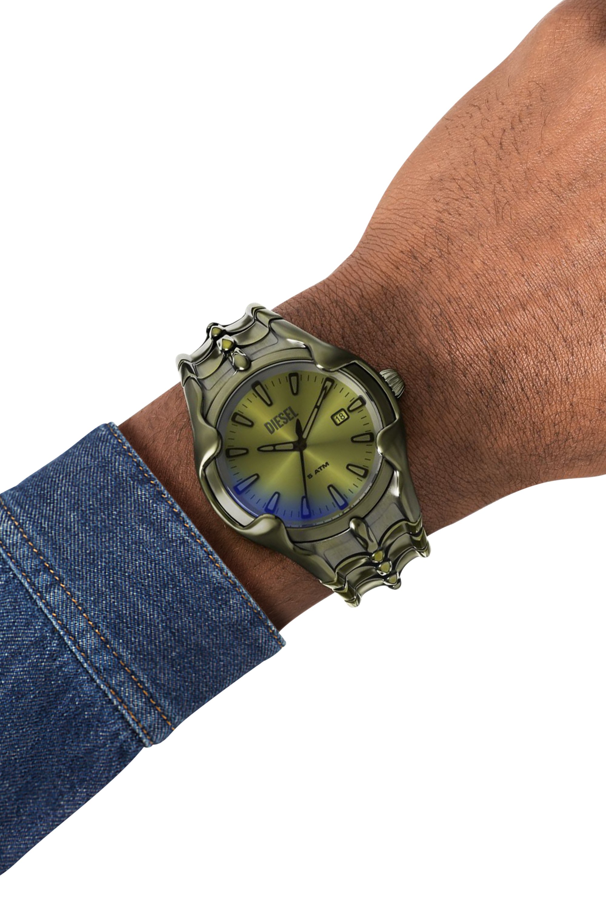 Diesel - DZ2221 WATCH, Herren Vert Armbanduhr aus grünem Edelstahl mit drei Zeigern und Datumsanzeige in Grün - 4