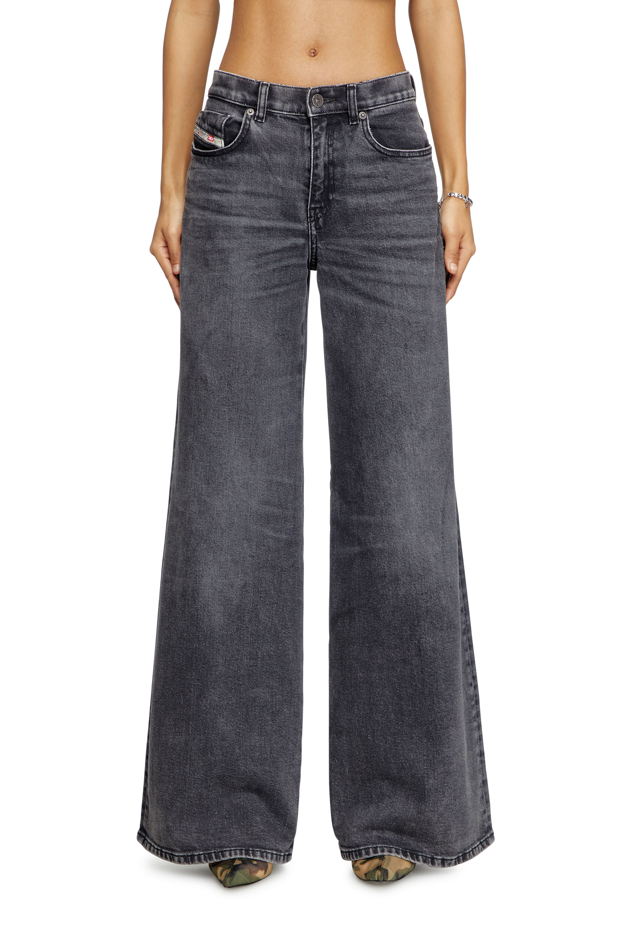 Flare Jeans 1978 D-Akemi 0CLBG, Black/Dark grey Diesel - Woman's Flare Jeans 1978 D-Akemi 0CLBG, Black/Dark grey - 3