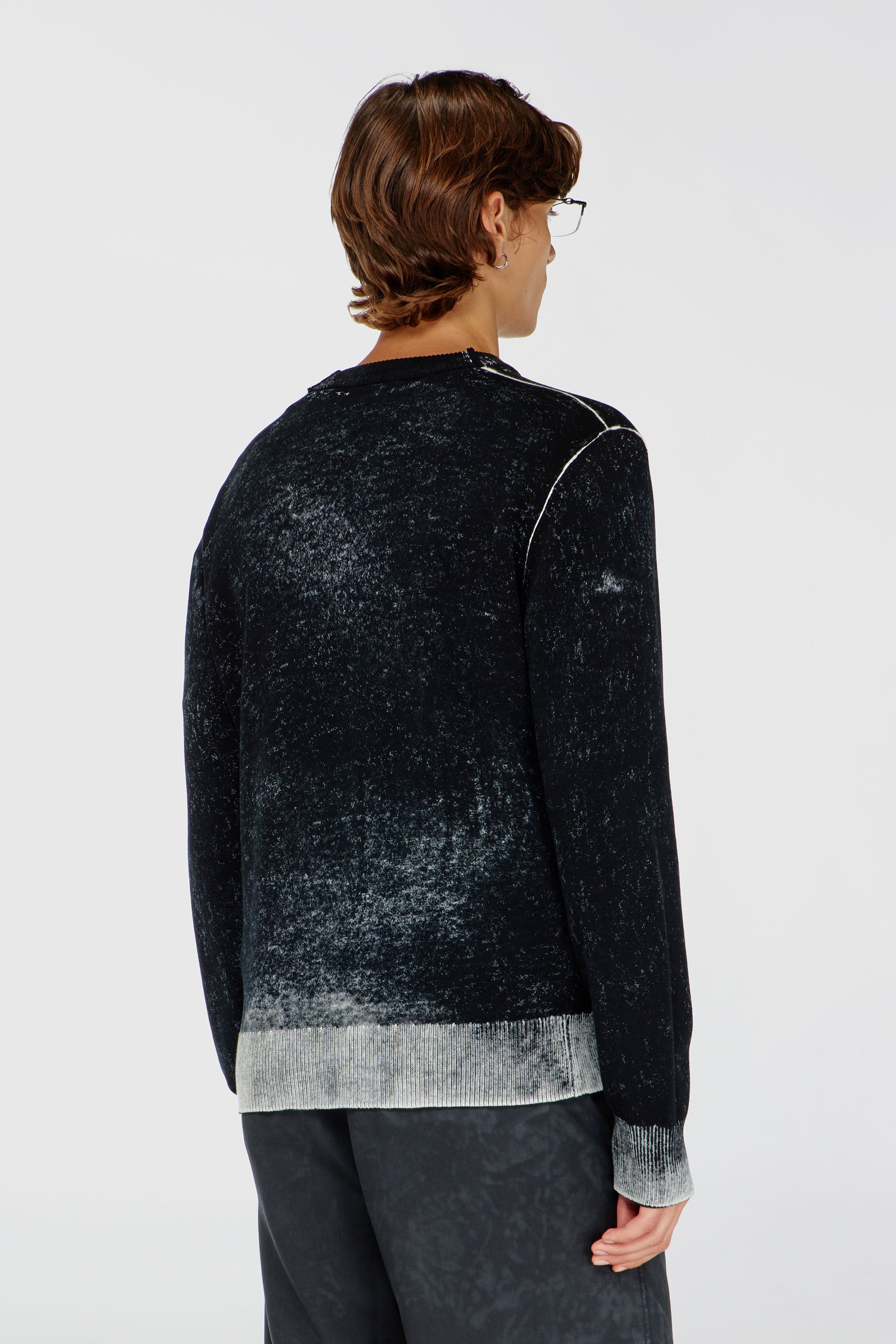 Diesel - K-LARENCE-B, Herren Pullover aus Baumwolle mit Innen-Print in Schwarz - 4